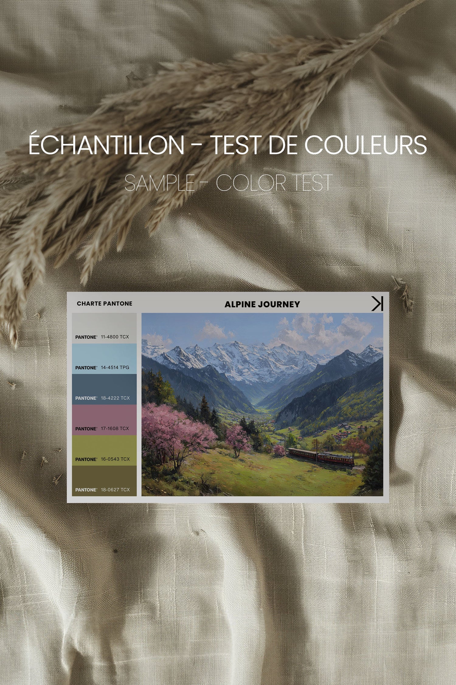 OLEKA CANVAS - ALPINE JOURNEY, Oeuvre sur toile étirée, encadré Brun Noyer