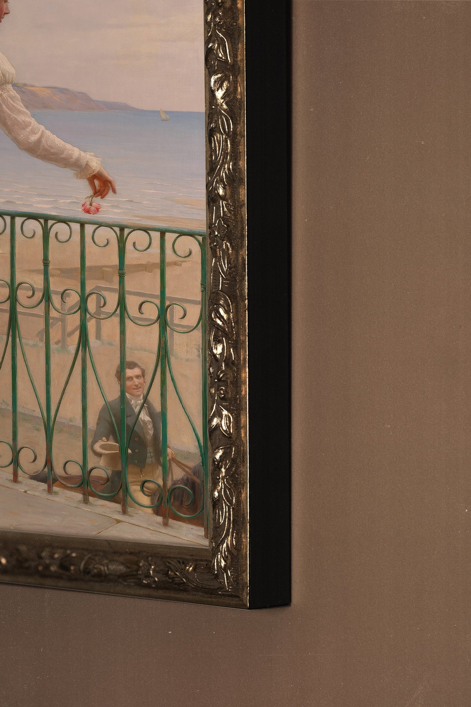 FLEUR DU DESTIN, Artwork on rigid canvas, framed Vintage Silver