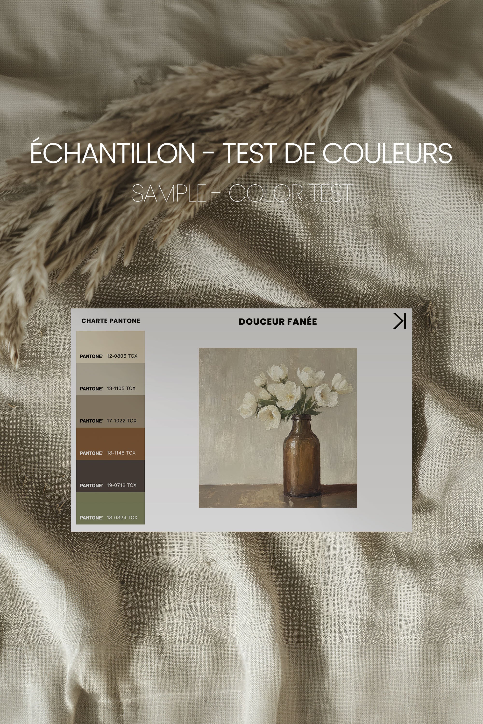 OLEKA CANVAS - DOUCEUR FANÉE, Oeuvre sur toile étirée, encadré Brun Noyer