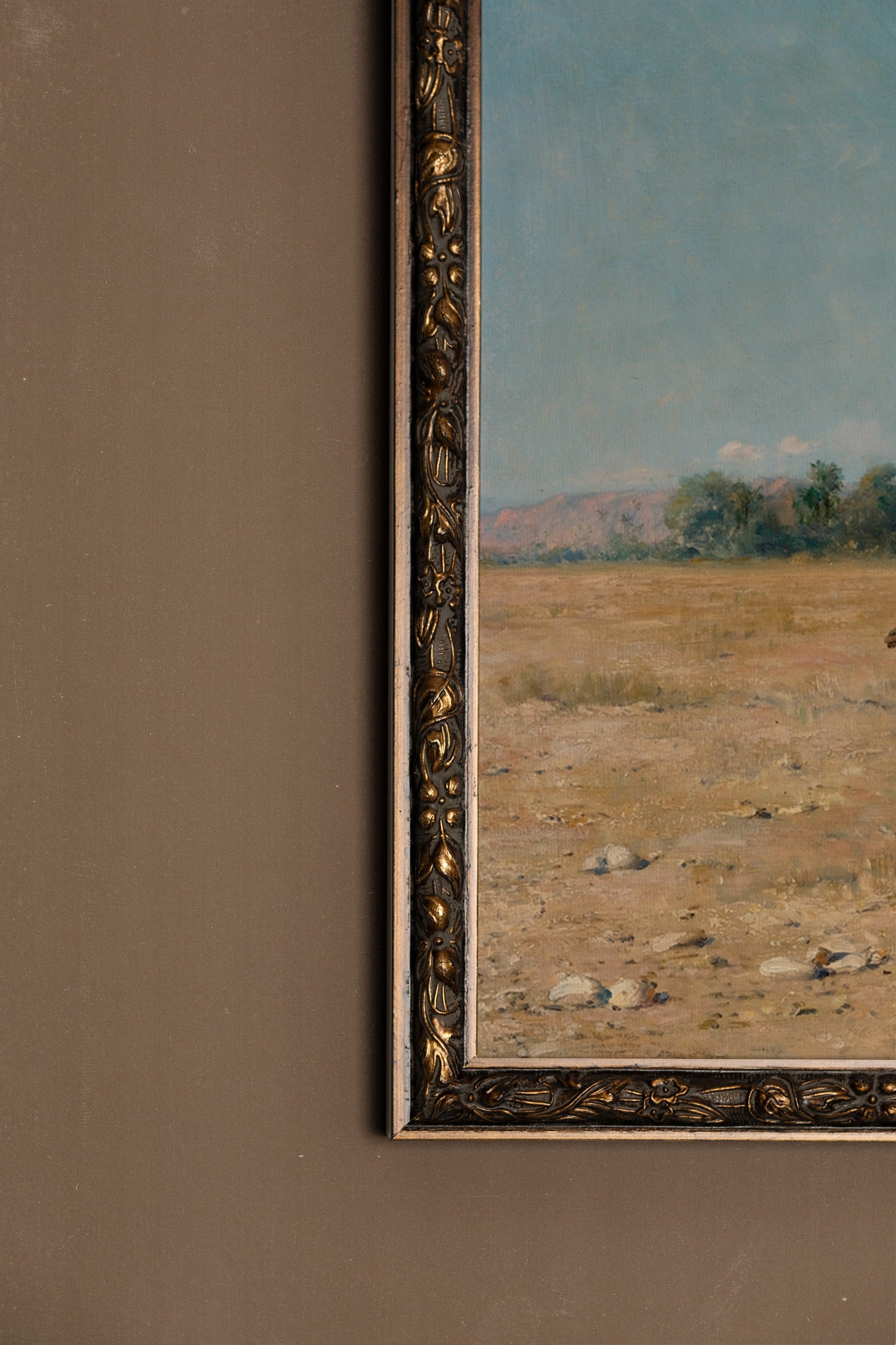 HALTE AU SOLEIL, Artwork on rigid canvas, framed in Vintage Bronze