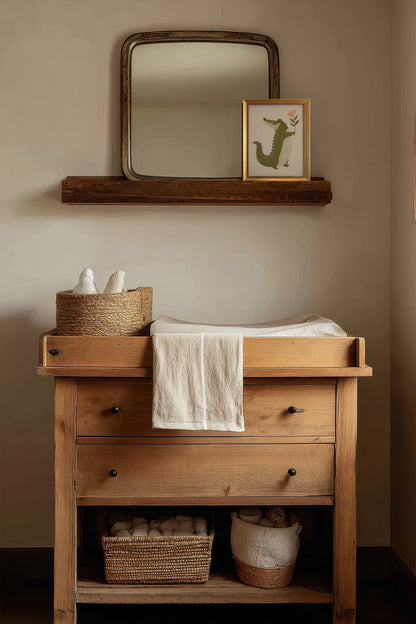 CROCODILE FLEURI, Artwork on rigid canvas, framed in Vintage Gold