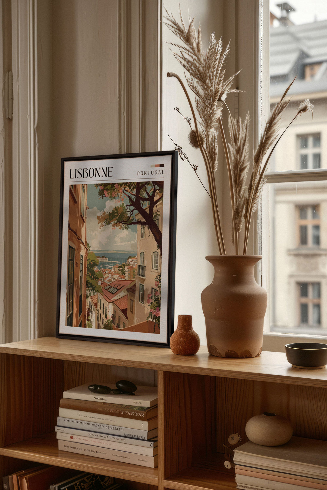 OLEKA CANVAS - Lisbonne, Oeuvre sur toile étirée, encadré Noir