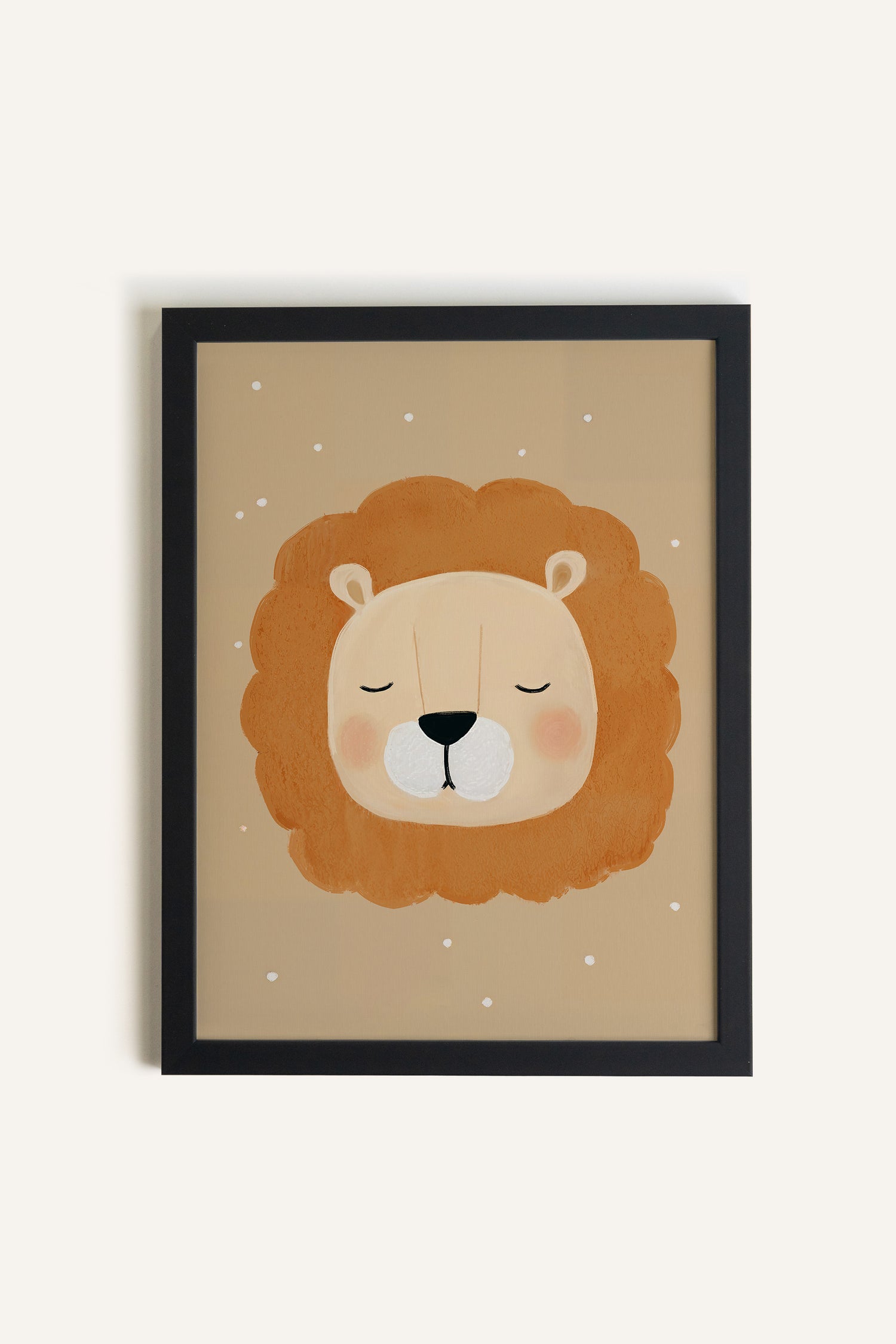 LION DE RÊVE, Oeuvre sur toile rigide, encadré Noir