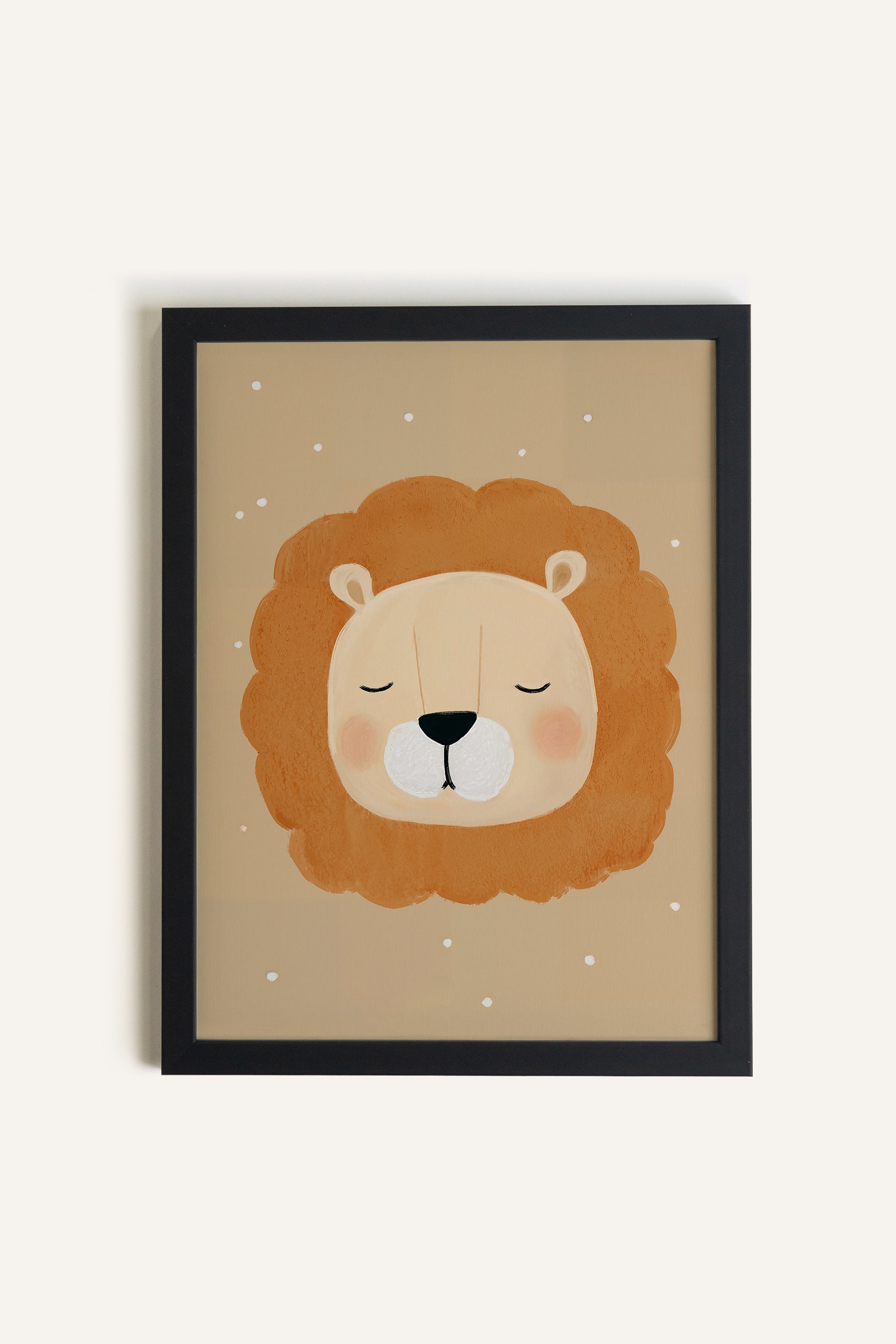 LION DE RÊVE, Oeuvre sur toile rigide, encadré Noir