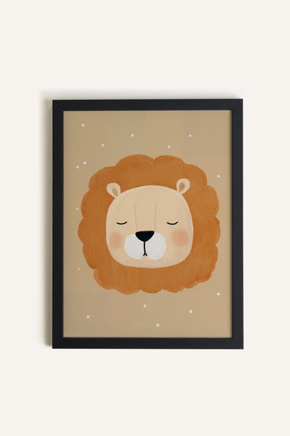 LION DE RÊVE, Oeuvre sur toile rigide, encadré Noir