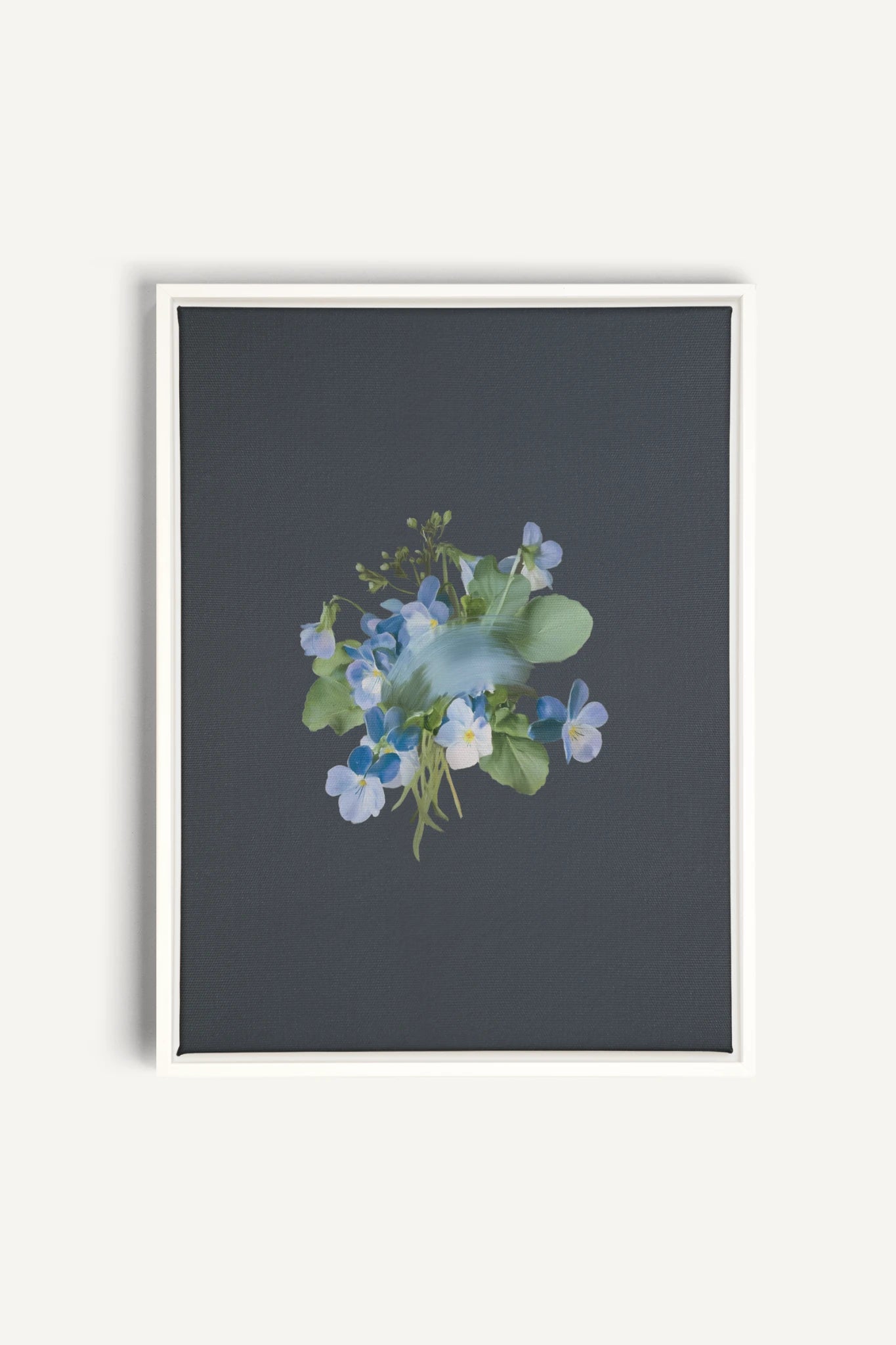 VIOLETTES MACULEES, Stretched Canvas Artwork, framed White