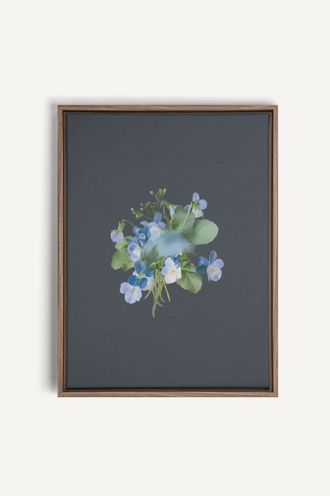 VIOLETTES MACULEES, Stretched Canvas Artwork, framed Oak Brown