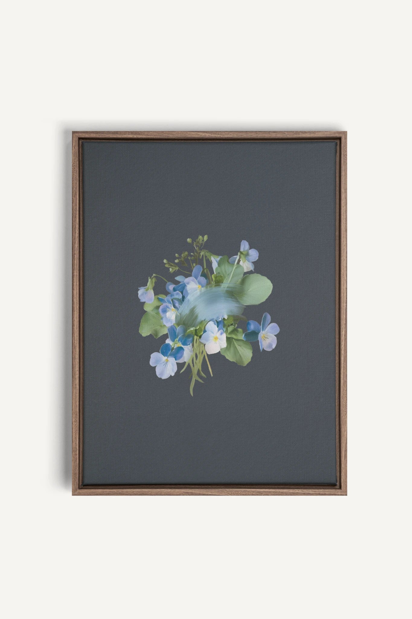 VIOLETTES MACULEES, Stretched Canvas Artwork, framed Oak Brown