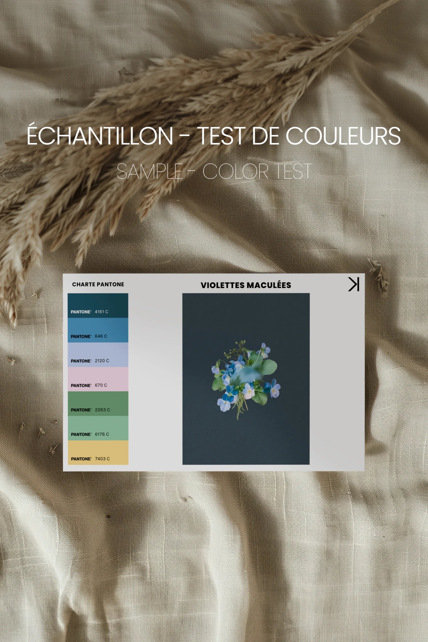 VIOLETTES MACULEES, Stretched Canvas Artwork, framed Light Natural
