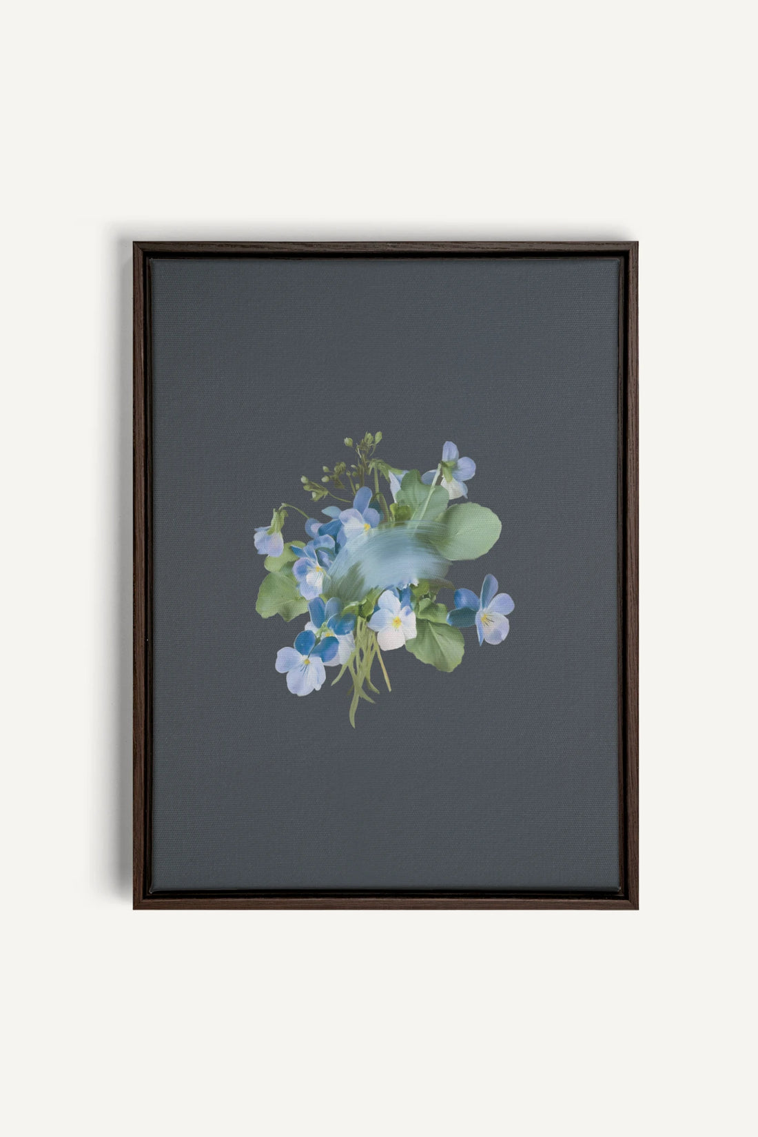 VIOLETTES MACULEES, Stretched Canvas Artwork, framed Walnut Brown