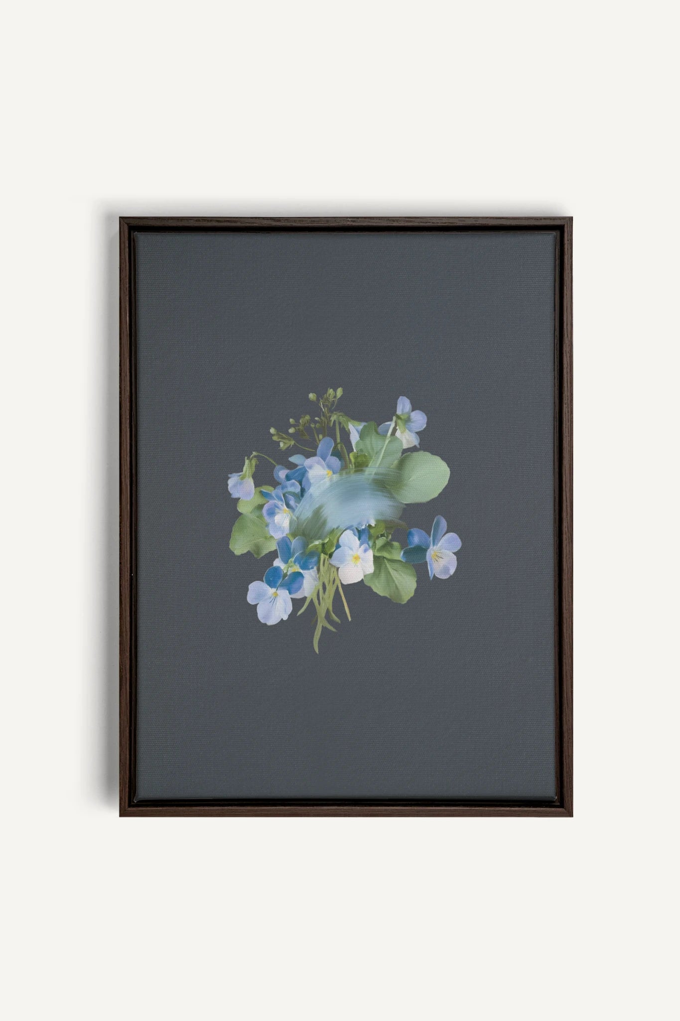 VIOLETTES MACULEES, Stretched Canvas Artwork, framed Walnut Brown