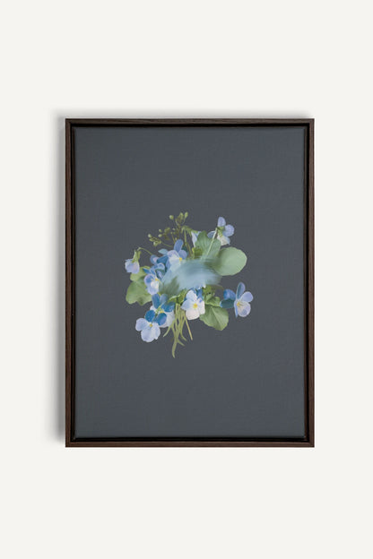 VIOLETTES MACULEES, Stretched Canvas Artwork, framed Walnut Brown