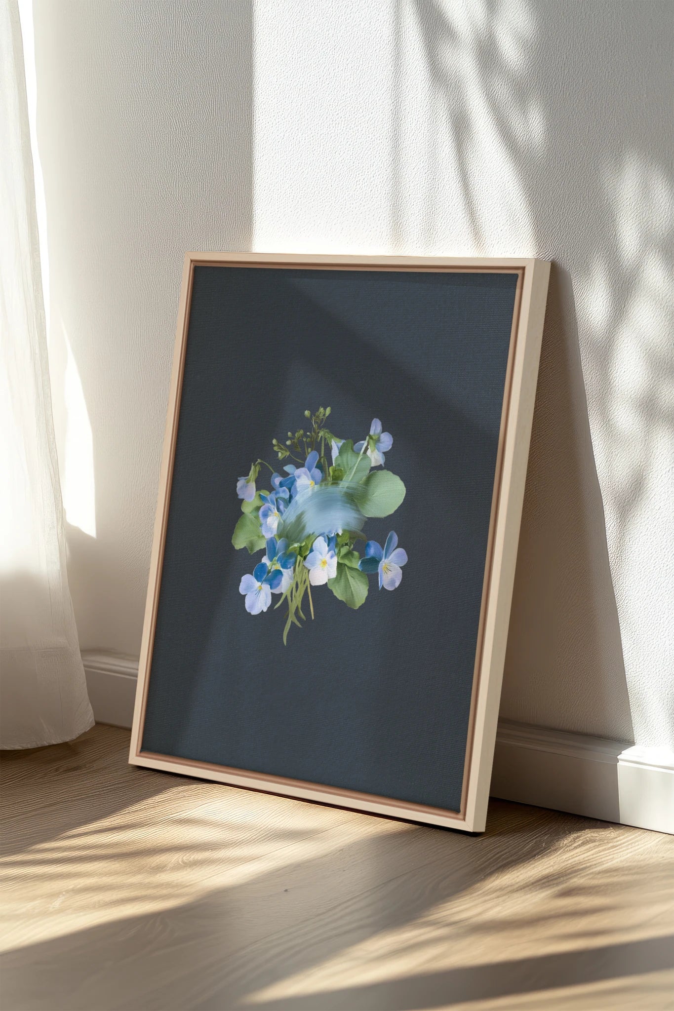VIOLETTES MACULEES, Stretched Canvas Artwork, framed Light Natural