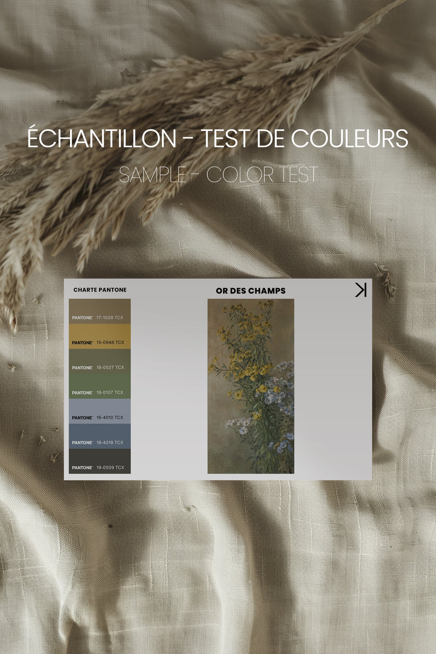 OR DES CHAMPS, Oeuvre sur toile étirée, encadré Brun Noyer