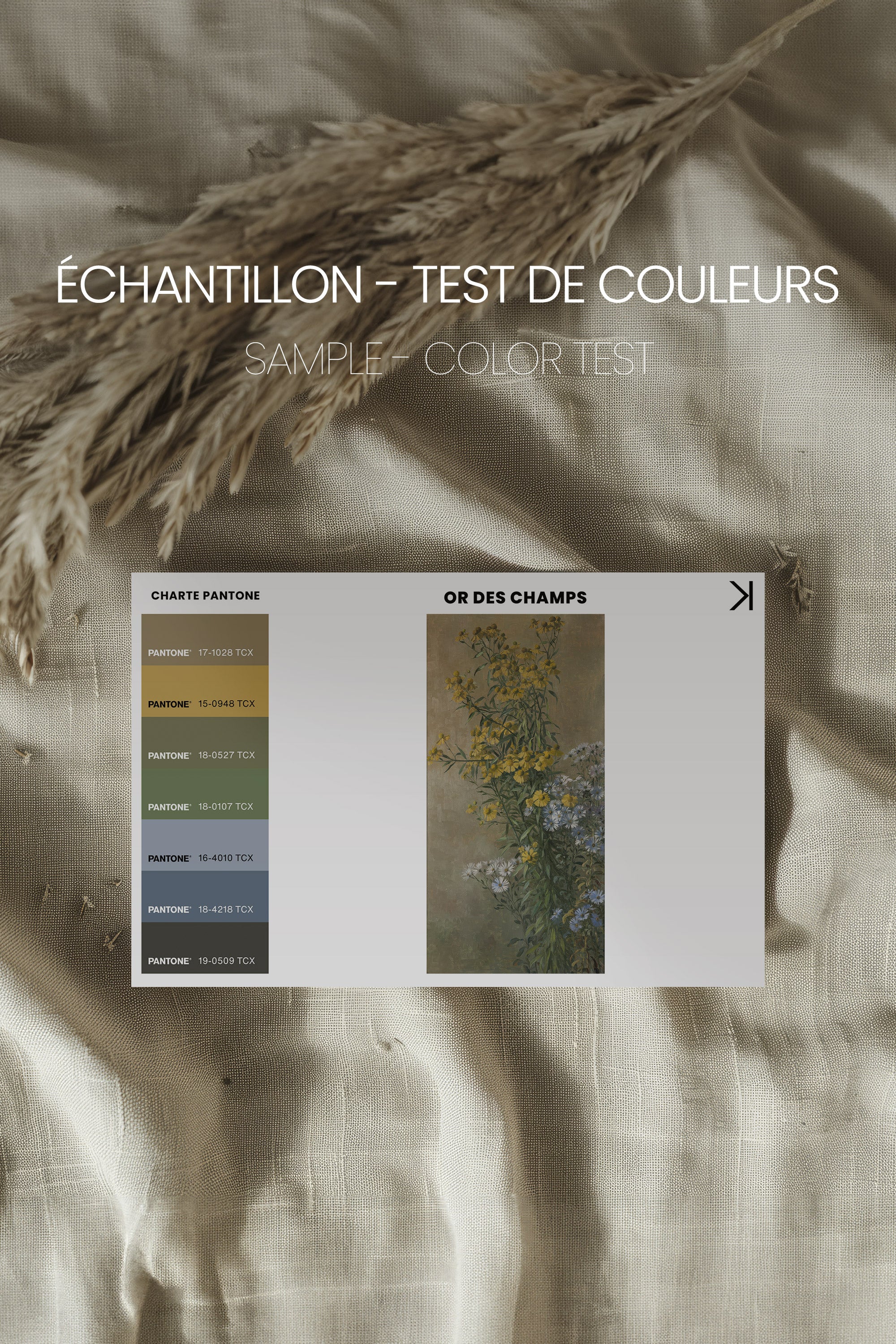 OR DES CHAMPS, Oeuvre sur toile étirée, encadré Brun Noyer