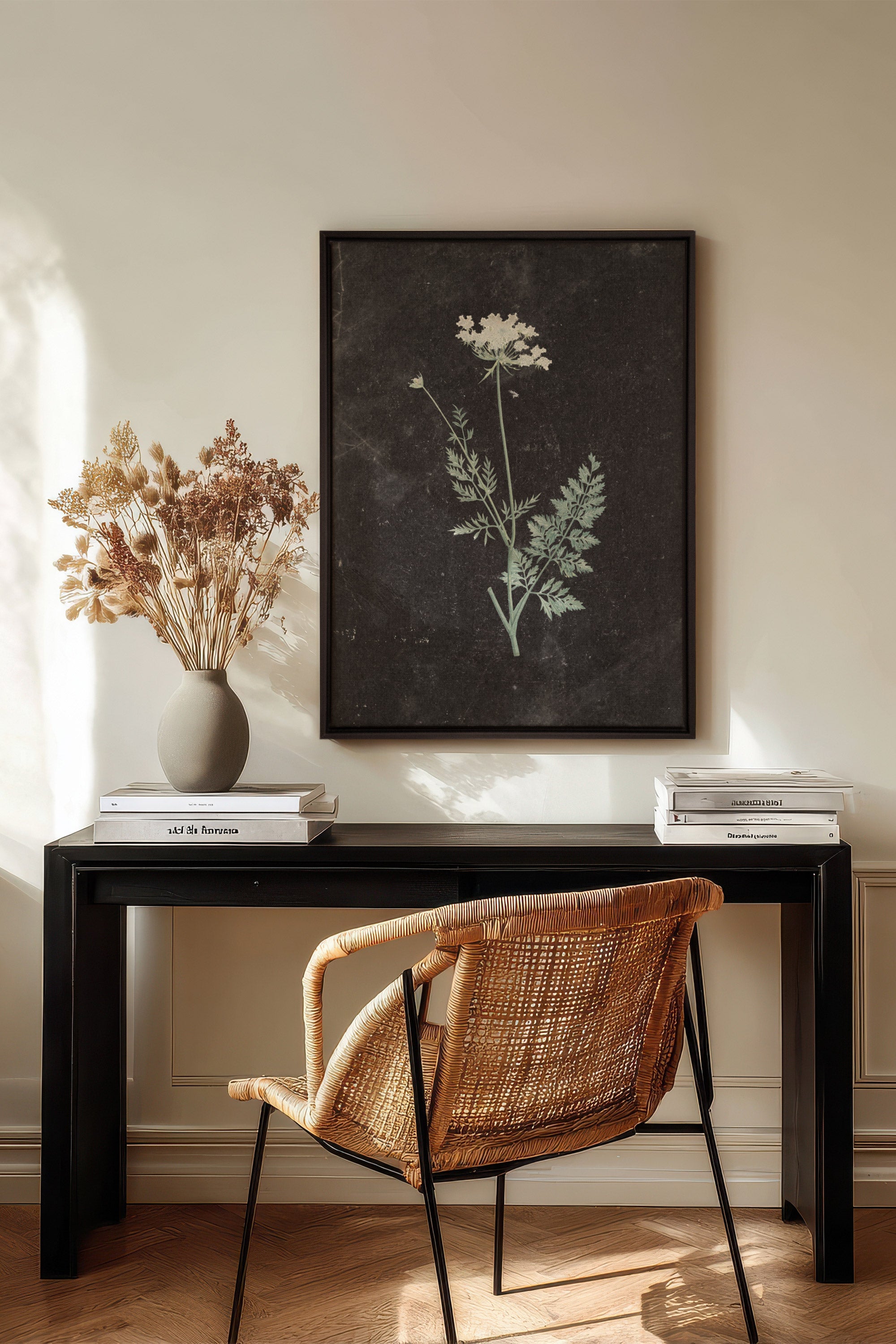 DENTELLE SAUVAGE, Work on stretched canvas, framed Black