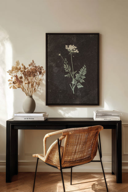 DENTELLE SAUVAGE, Work on stretched canvas, framed Black