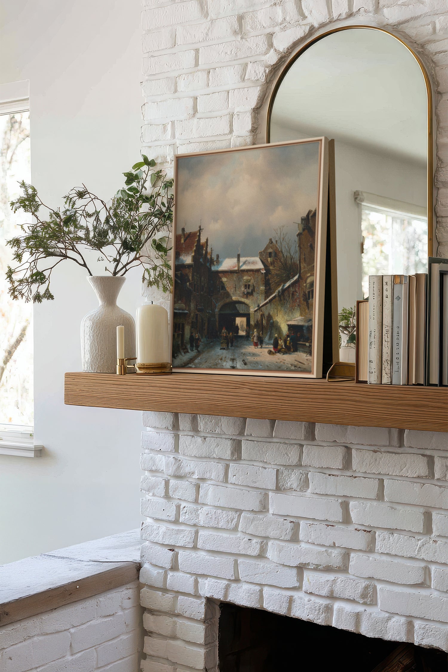 WINTER ALLEY, Oeuvre sur toile étirée, encadré Naturel Clair