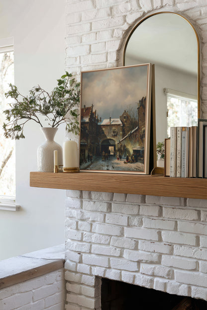 WINTER ALLEY, Oeuvre sur toile étirée, encadré Naturel Clair