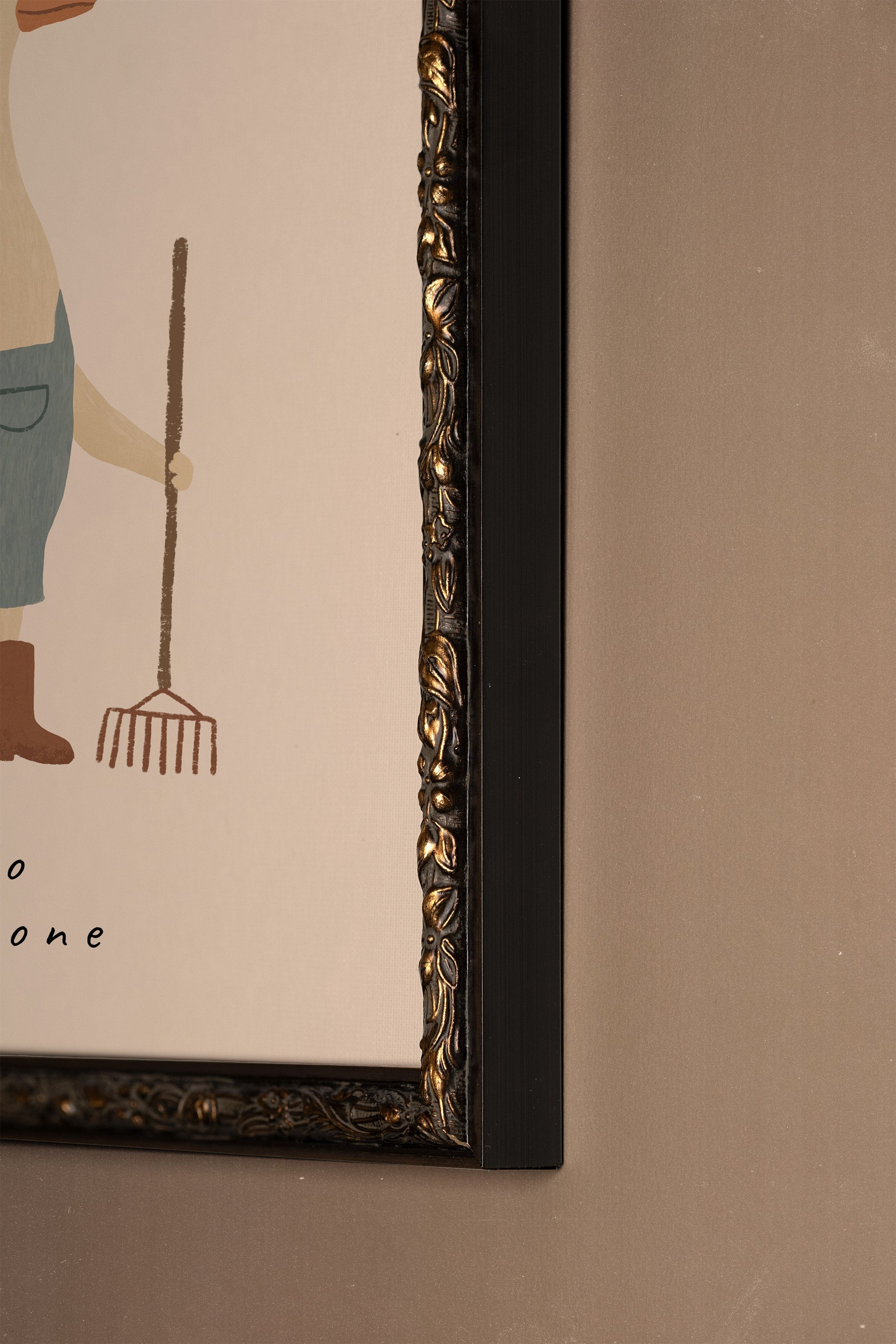 HELLO LITTLE ONE, Artwork on rigid canvas, framed in Vintage Bronze