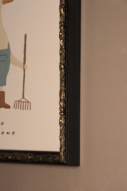 HELLO LITTLE ONE, Artwork on rigid canvas, framed in Vintage Bronze