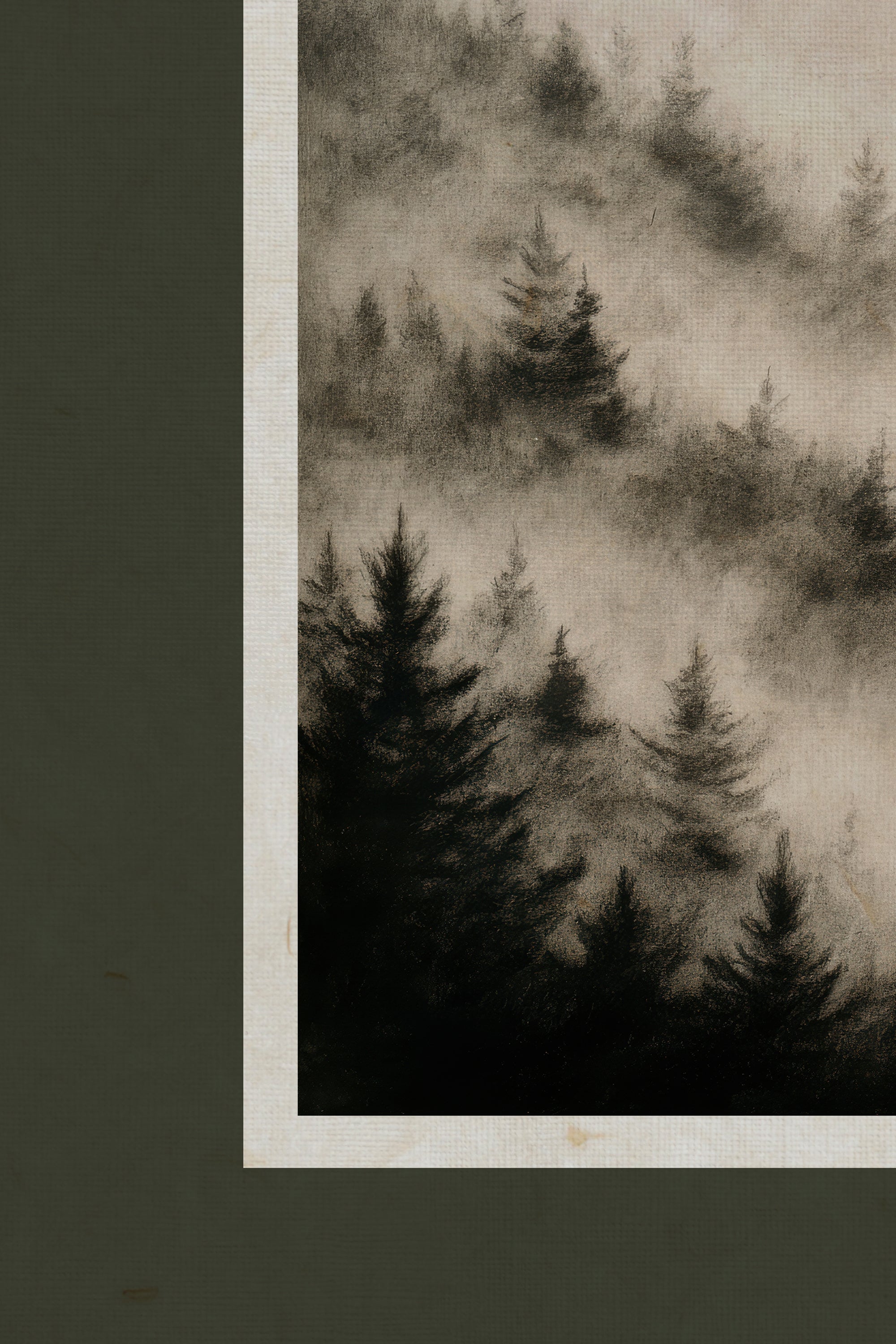 FADING TREES, Oeuvre sur toile rigide, encadré Vintage Or