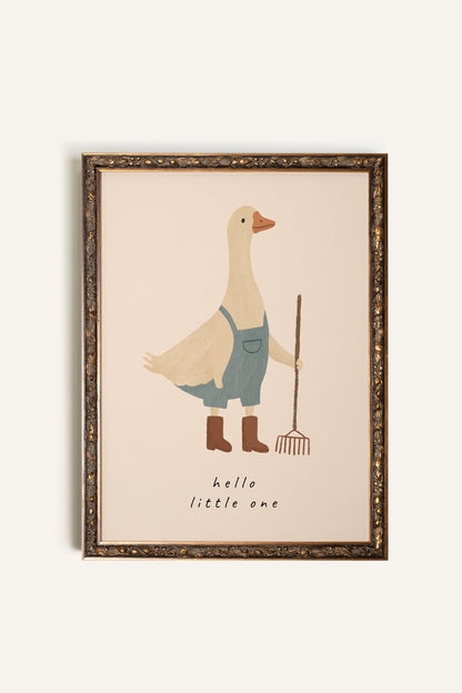 HELLO LITTLE ONE, Artwork on rigid canvas, framed in Vintage Bronze