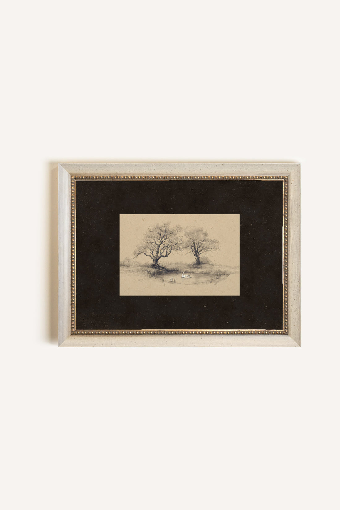 THE RESTING SWAN, Oeuvre sur toile rigide, encadré signature Atelier Dansereau