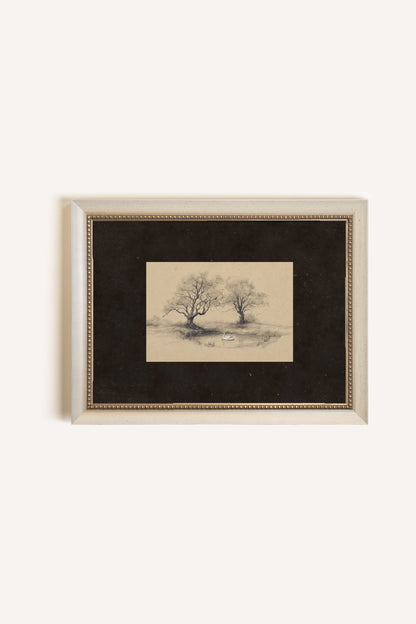 THE RESTING SWAN, Oeuvre sur toile rigide, encadré signature Atelier Dansereau