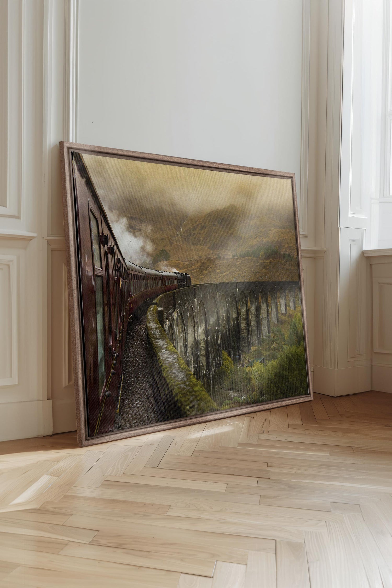 OLEKA CANVAS - ROUTE DU MYSTÈRE, Oeuvre sur toile étirée, encadré Brun Chêne
