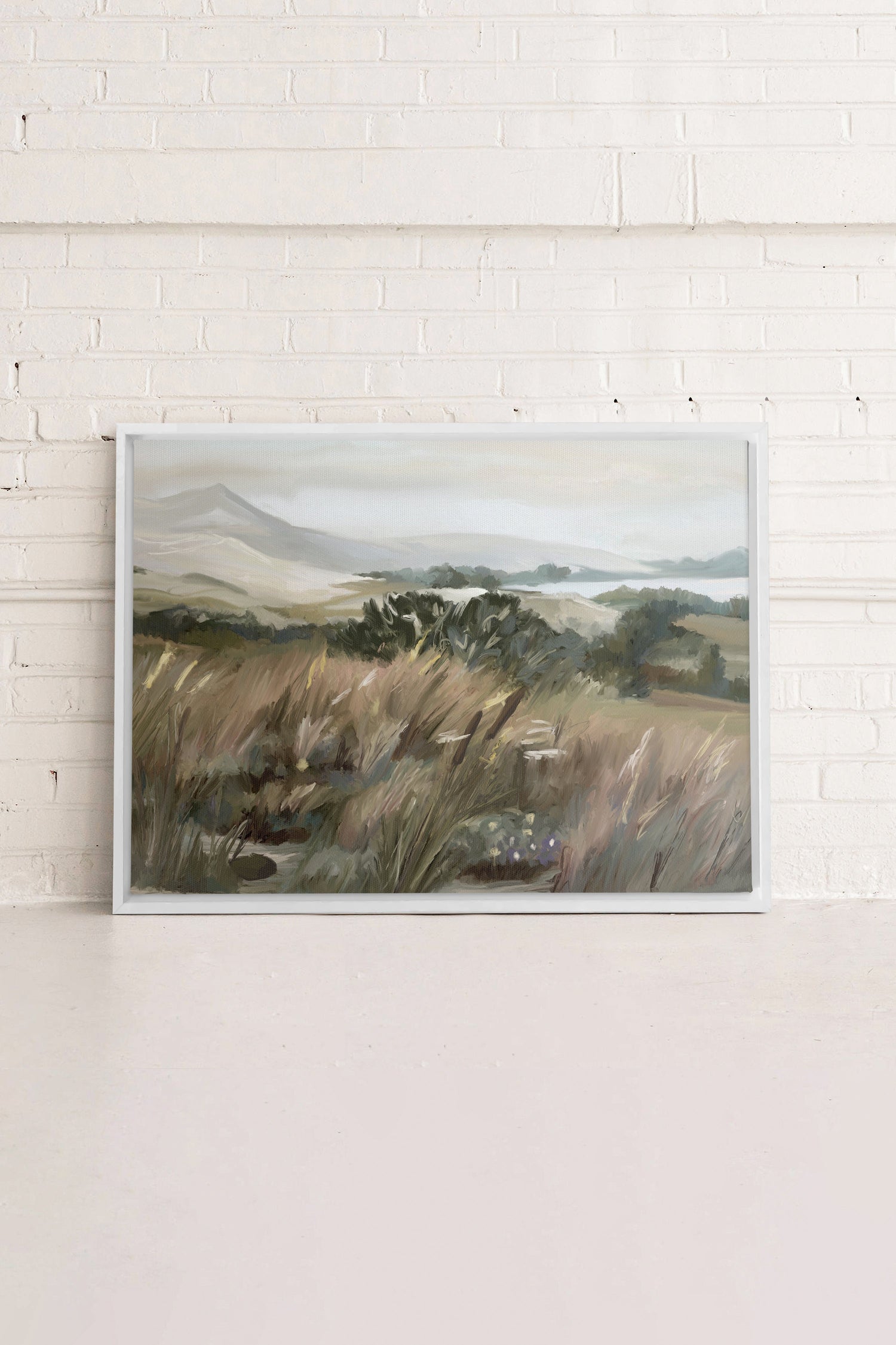 OLEKA CANVAS - SPRING MEADOW, Oeuvre sur toile étirée, encadré Blanc