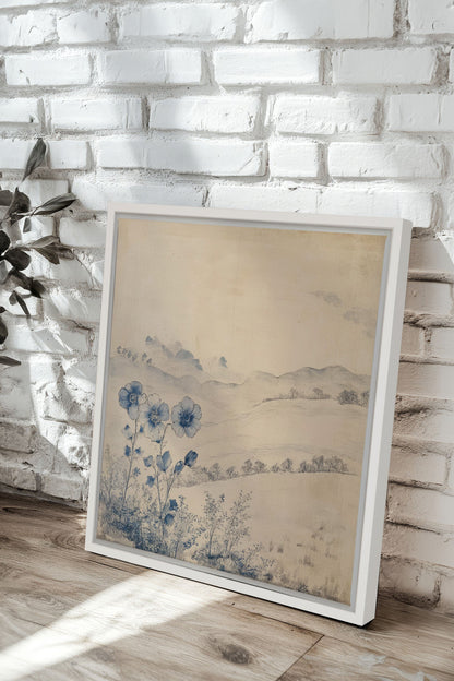 OLEKA CANVAS - FLORAL HILLS, Oeuvre sur toile étirée, encadré Blanc
