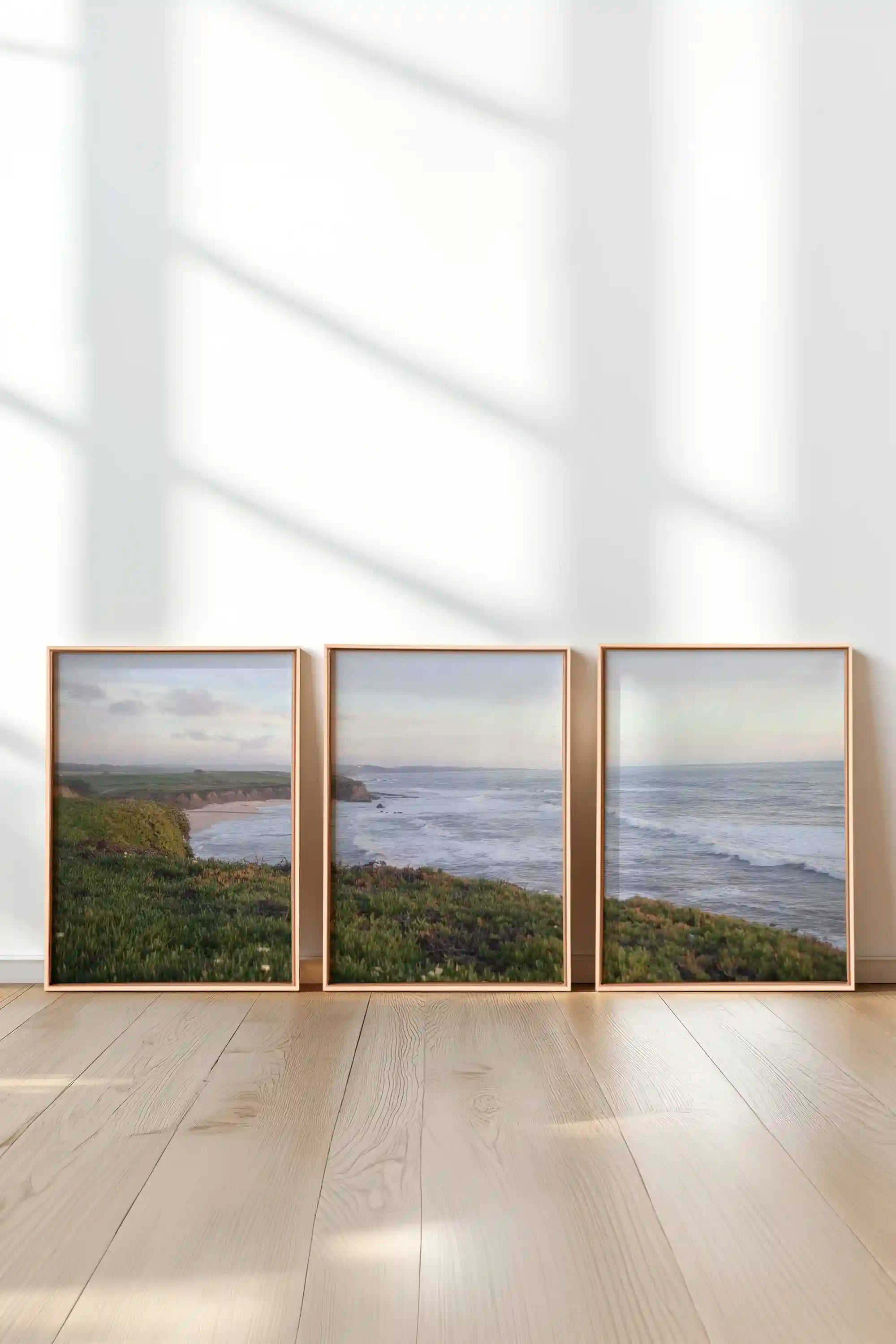 OCEANFOLD TRIO, 3 Oeuvres sur toile étirée, encadré Naturel Clair