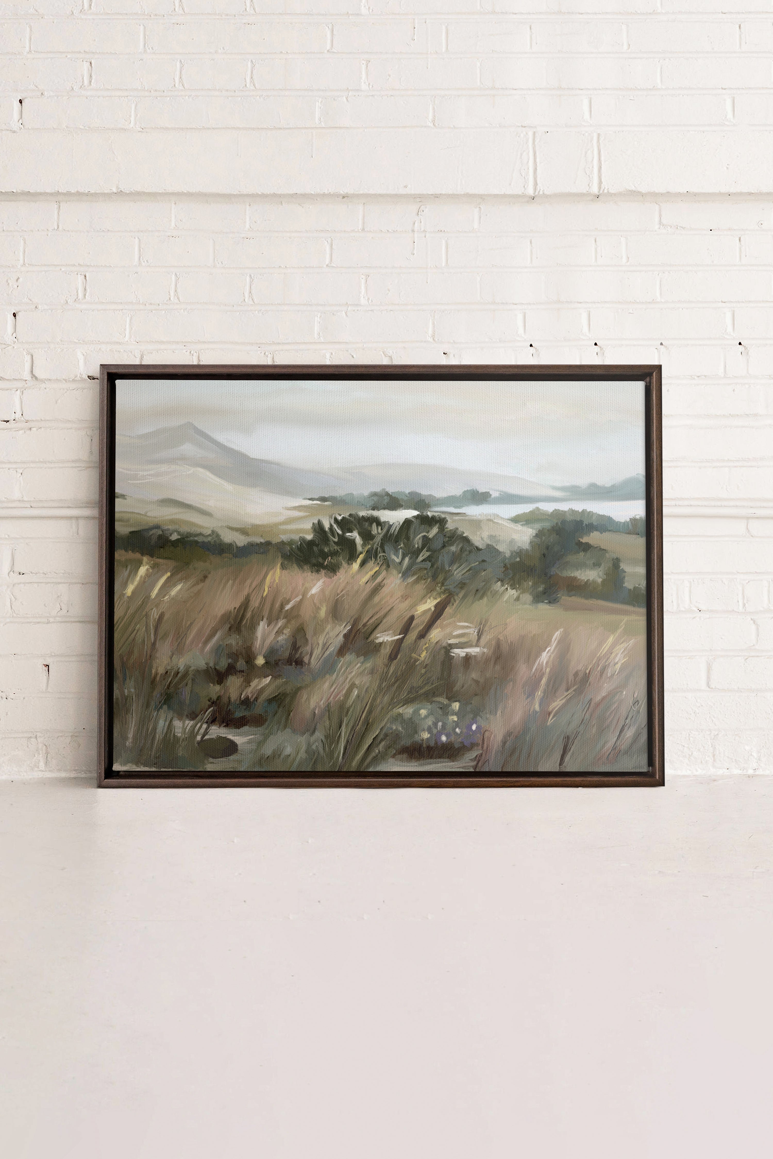 OLEKA CANVAS - SPRING MEADOW, Oeuvre sur toile étirée, encadré Brun Noyer