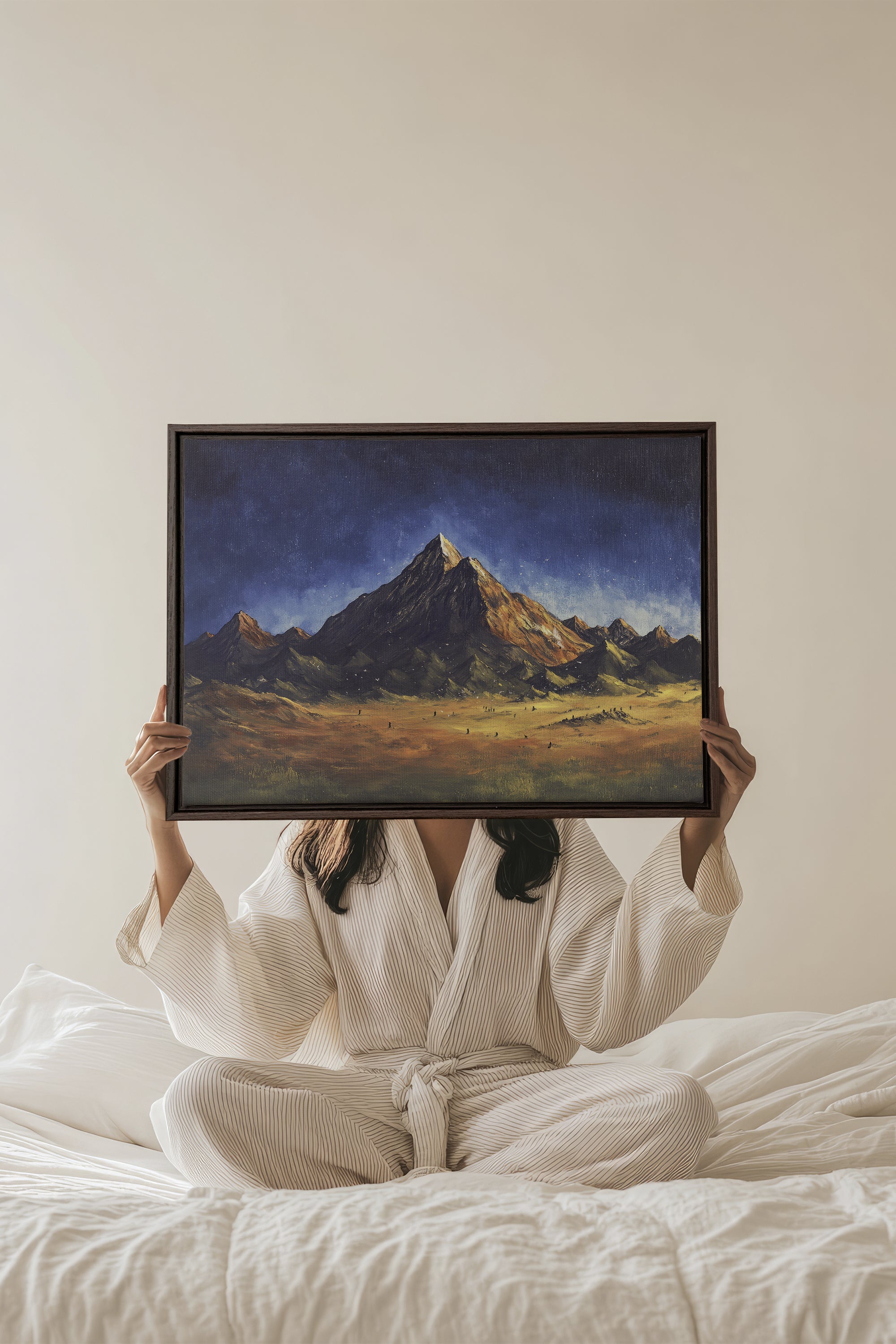 OLEKA CANVAS - STARLIT HEIGHTS, Oeuvre sur toile étirée, encadré Brun Noyer