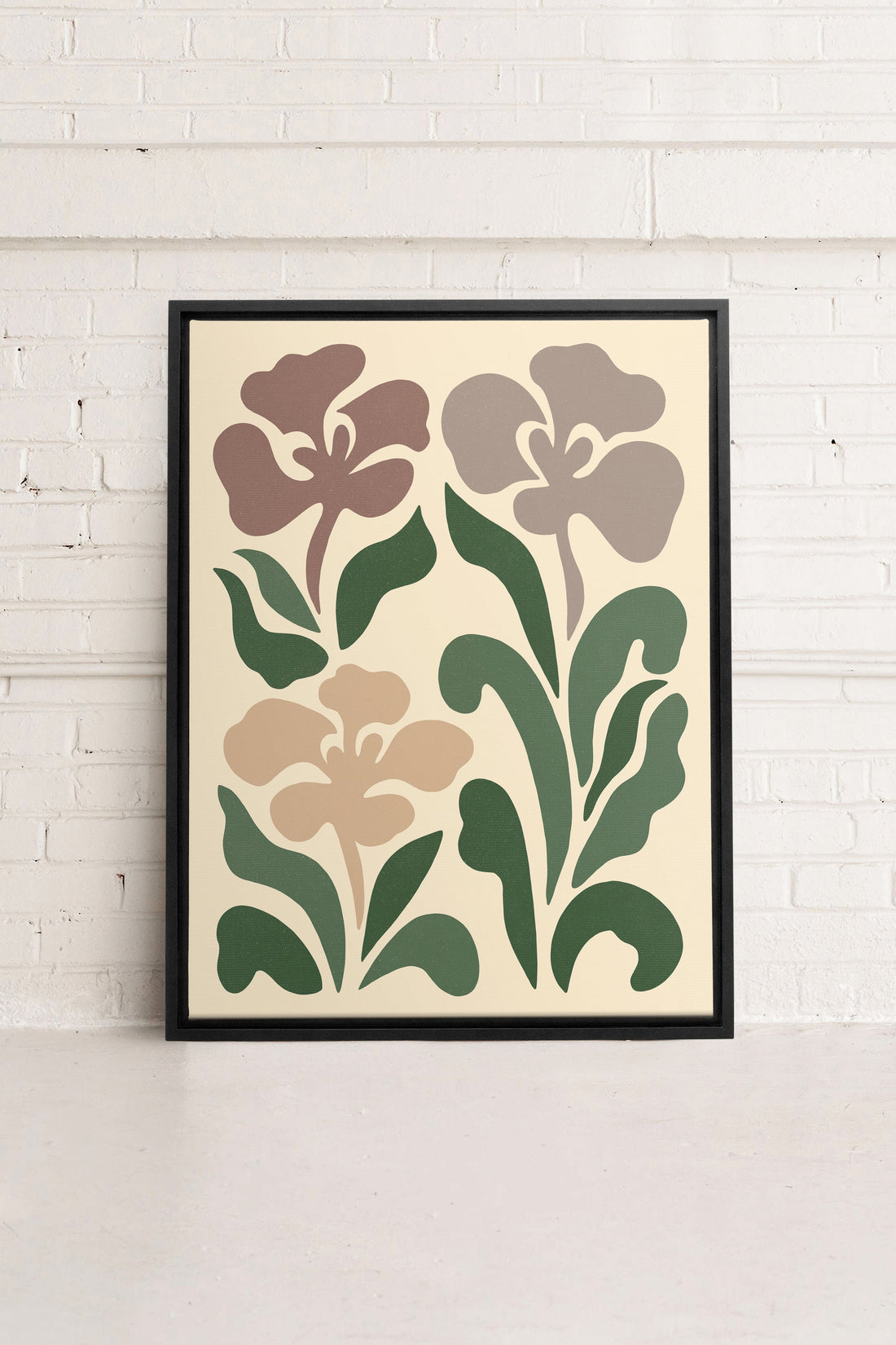 OLEKA CANVAS - BEIGE PETALS, Oeuvre sur toile étirée, encadré Noir