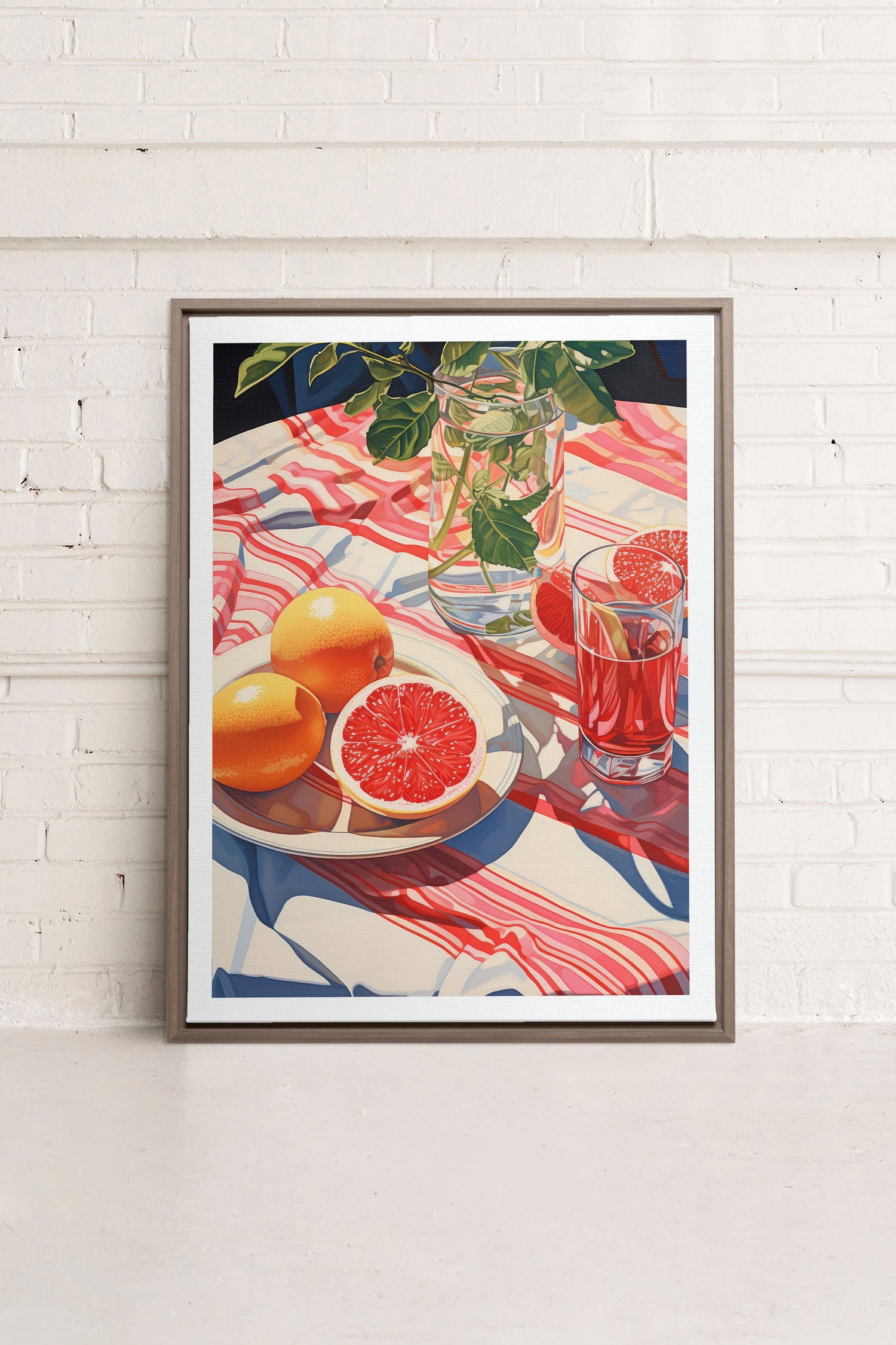 OLEKA CANVAS - PICNIC HAVEN, Oeuvre sur toile étirée, encadré Brun Chêne