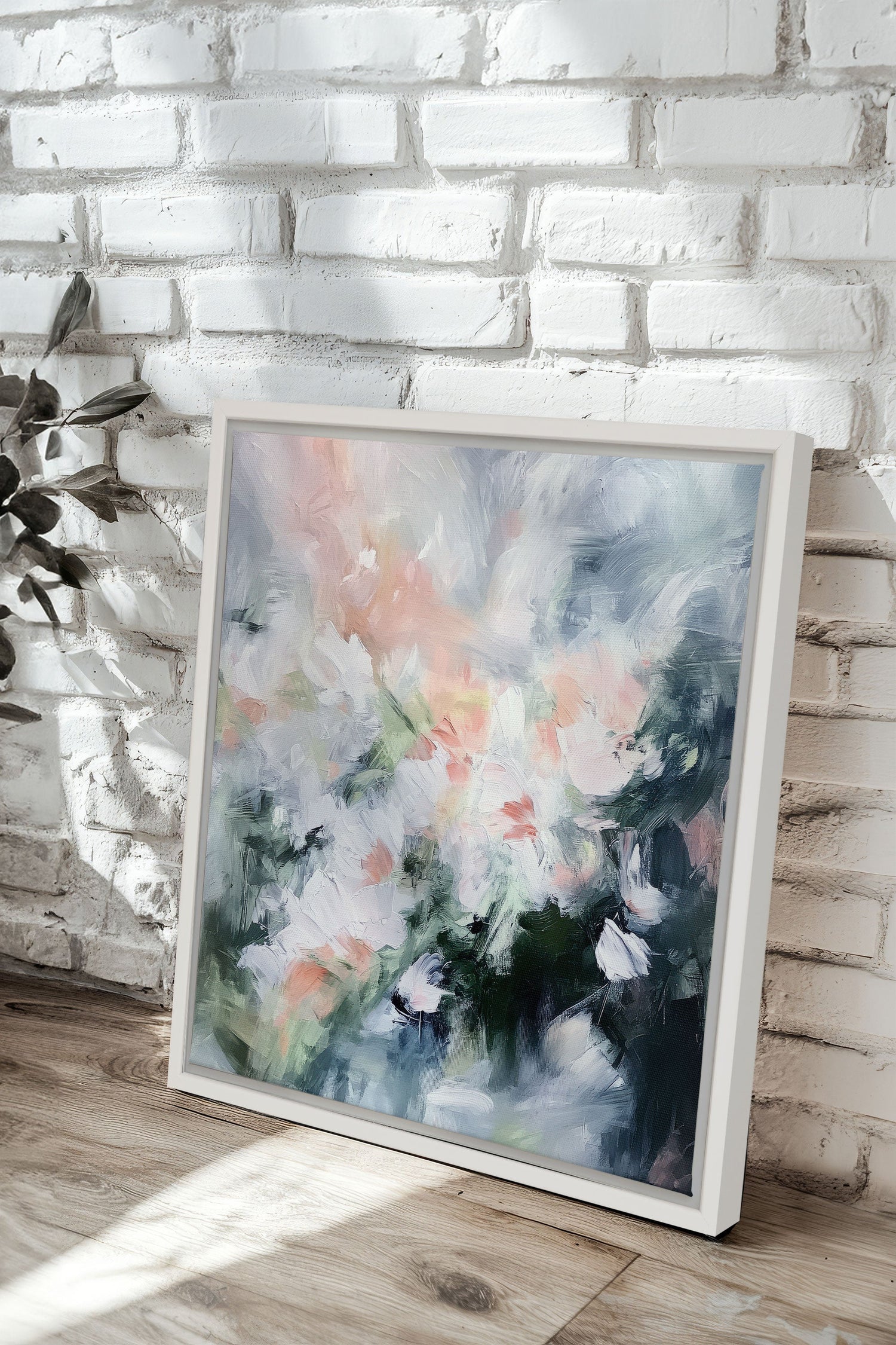 OLEKA CANVAS - BLUSH HARMONY, Oeuvre sur toile étirée, encadré Blanc