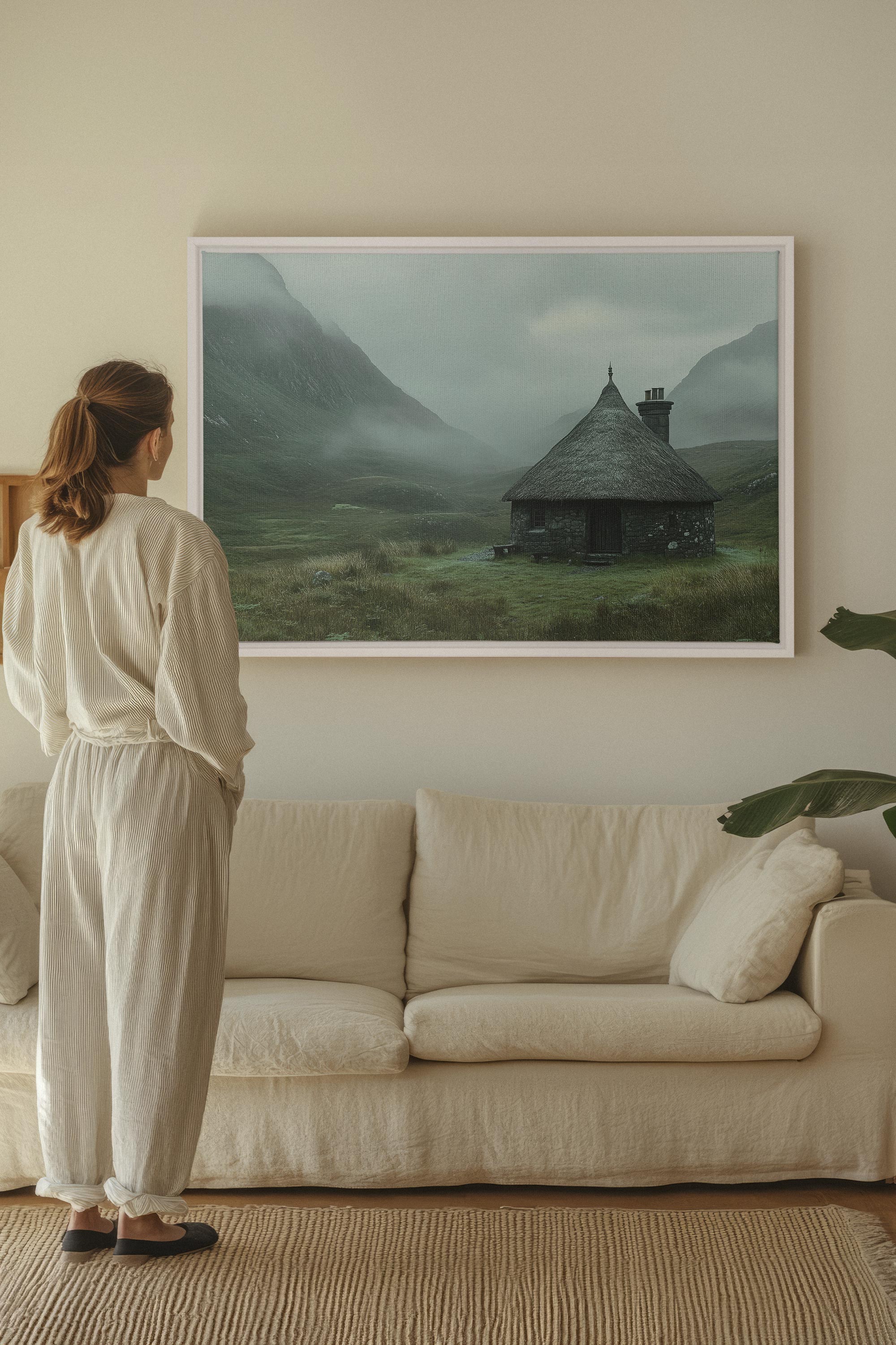 OLEKA CANVAS - REFUGE DU GARDIEN, Oeuvre sur toile étirée, encadré Blanc