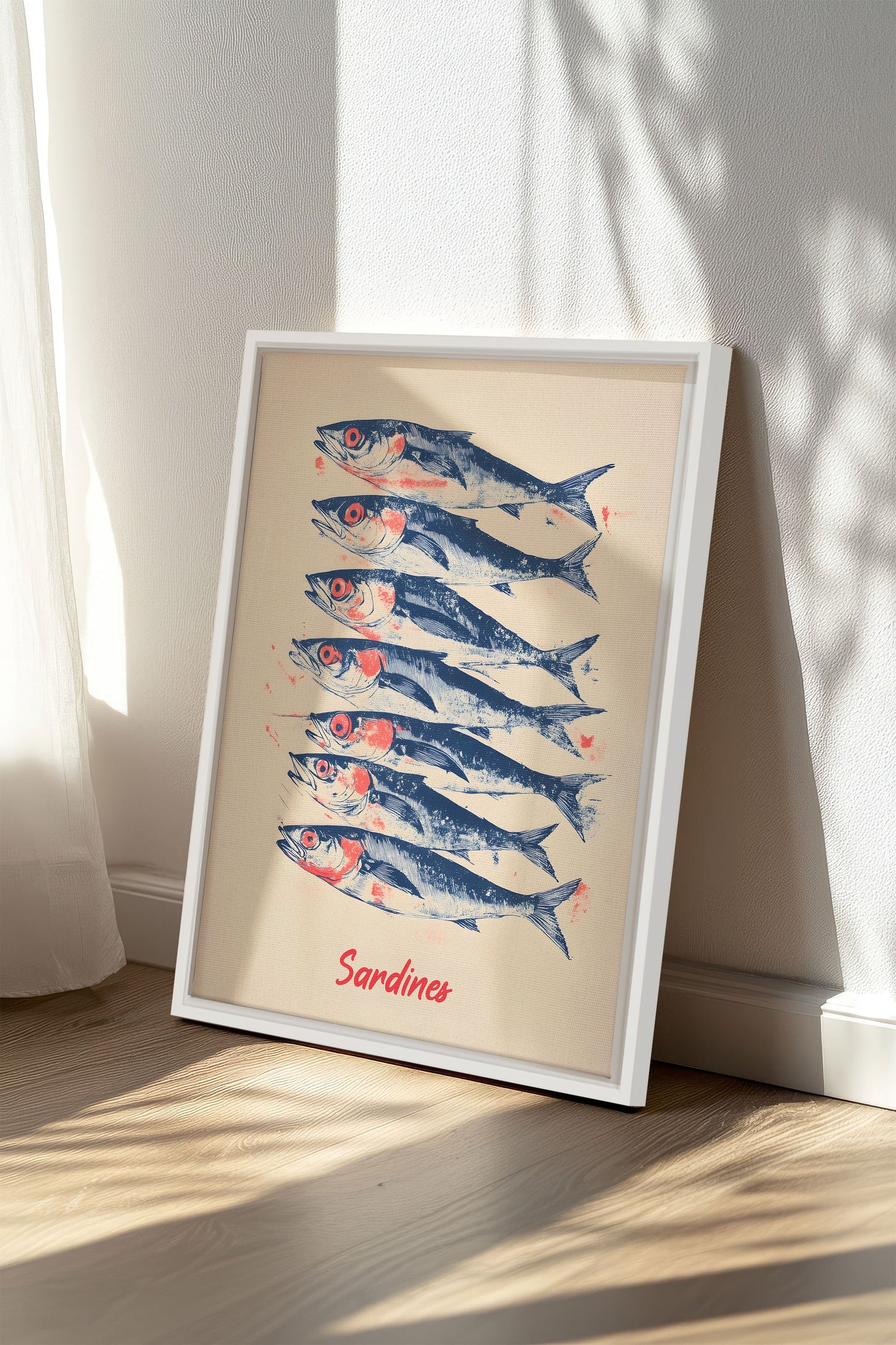OLEKA CANVAS - SARDINES, Oeuvre sur toile étirée, encadré Blanc
