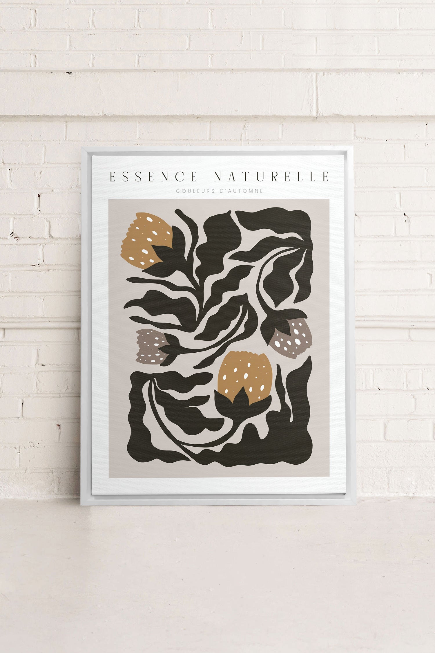 OLEKA CANVAS - ESSENCE NATURELLE, Oeuvre sur toile étirée, encadré Blanc