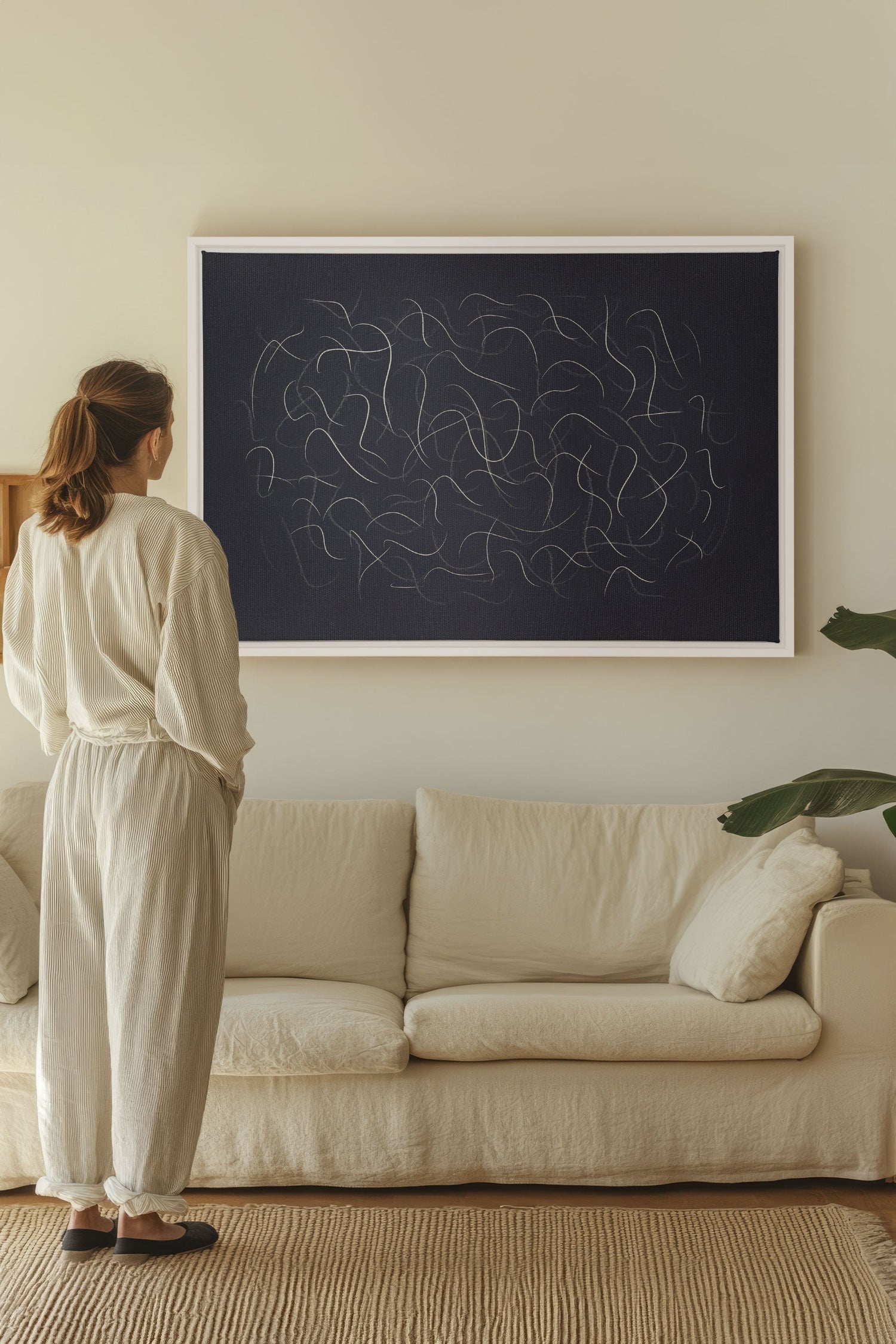 OLEKA CANVAS - Shadow, Oeuvre sur toile étirée, encadré Blanc