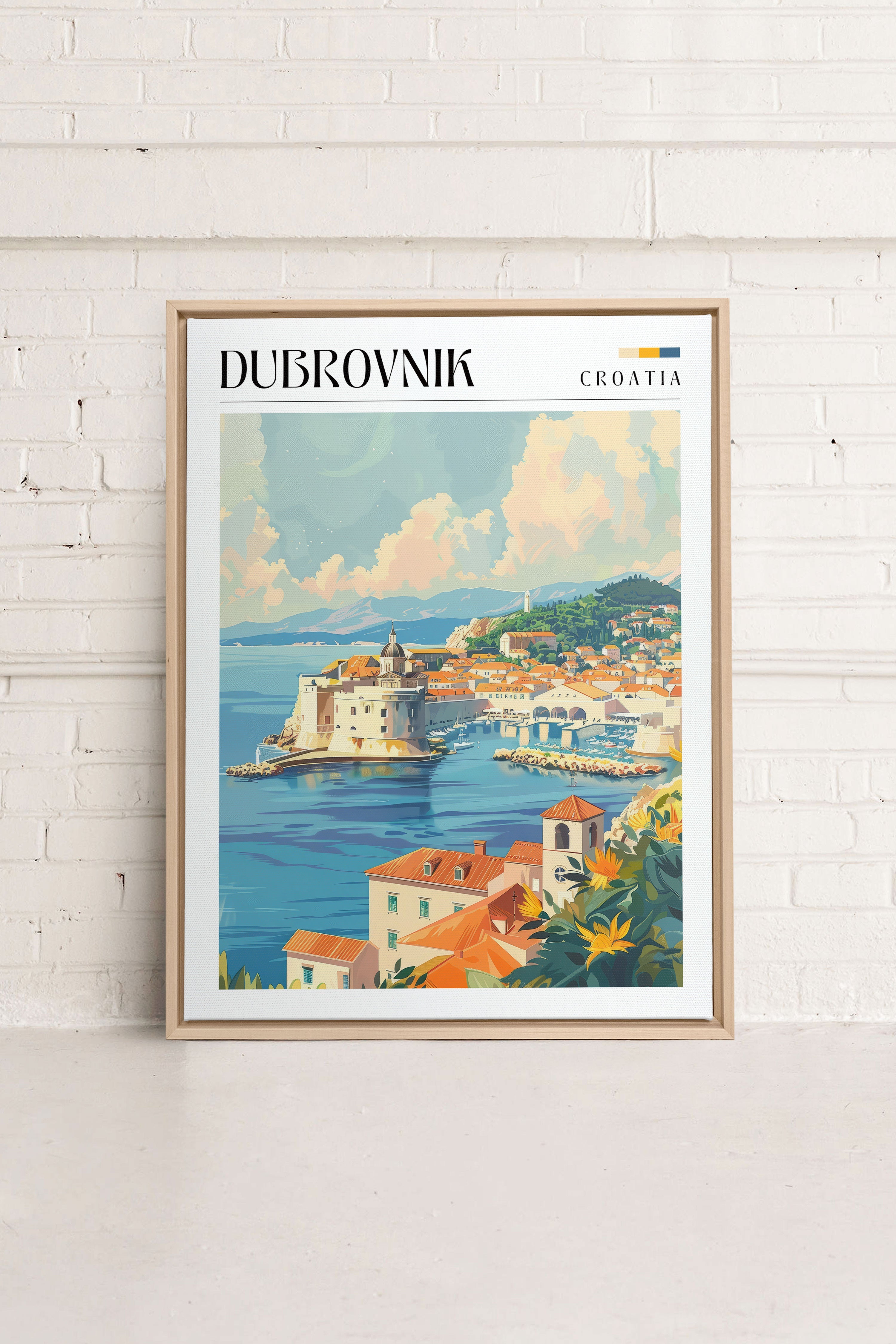 OLEKA CANVAS - Dubrovnik, Oeuvre sur toile étirée, encadré Naturel Clair