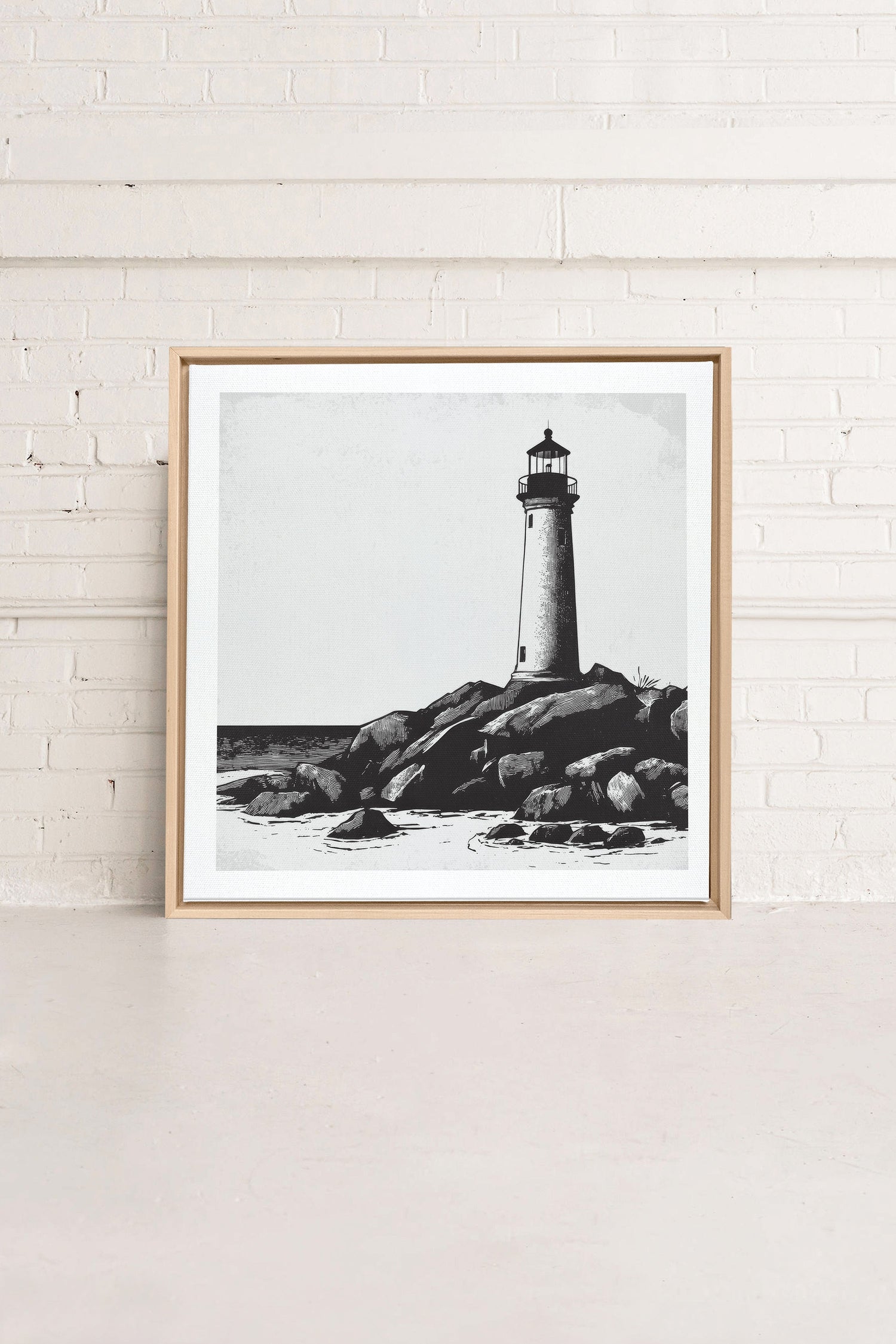 OLEKA CANVAS - ROCKY SHORE LIGHT, Oeuvre sur toile étirée, encadré Naturel Clair