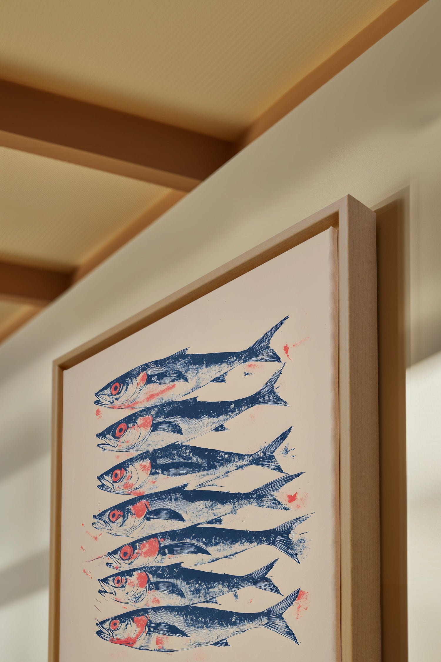 OLEKA CANVAS - SARDINES, Oeuvre sur toile étirée, encadré Naturel Clair