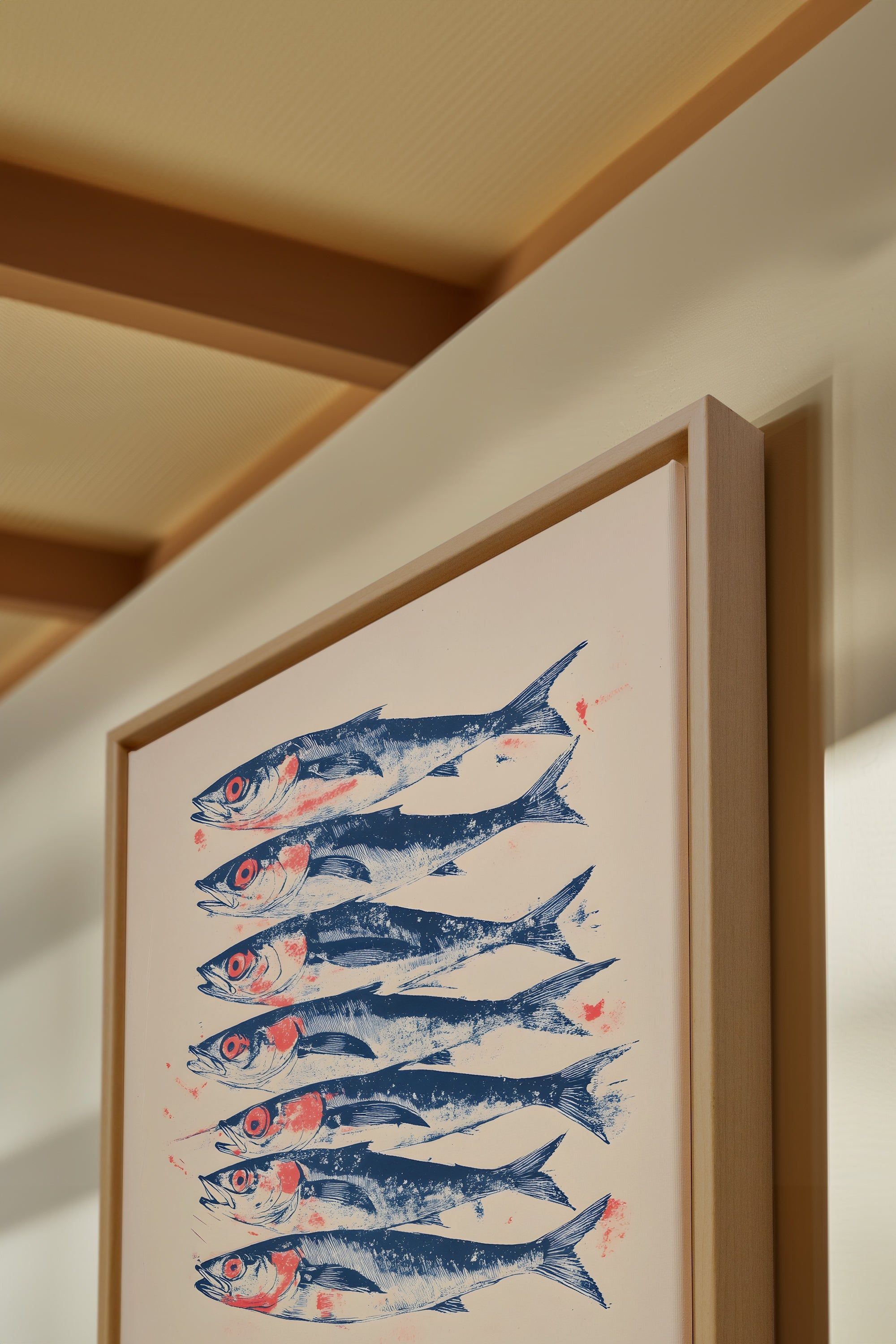 OLEKA CANVAS - SARDINES, Oeuvre sur toile étirée, encadré Naturel Clair