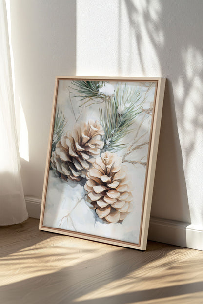 OLEKA CANVAS - ÉCLATS DE GIVRE, Oeuvre sur toile étirée, encadré Naturel Clair