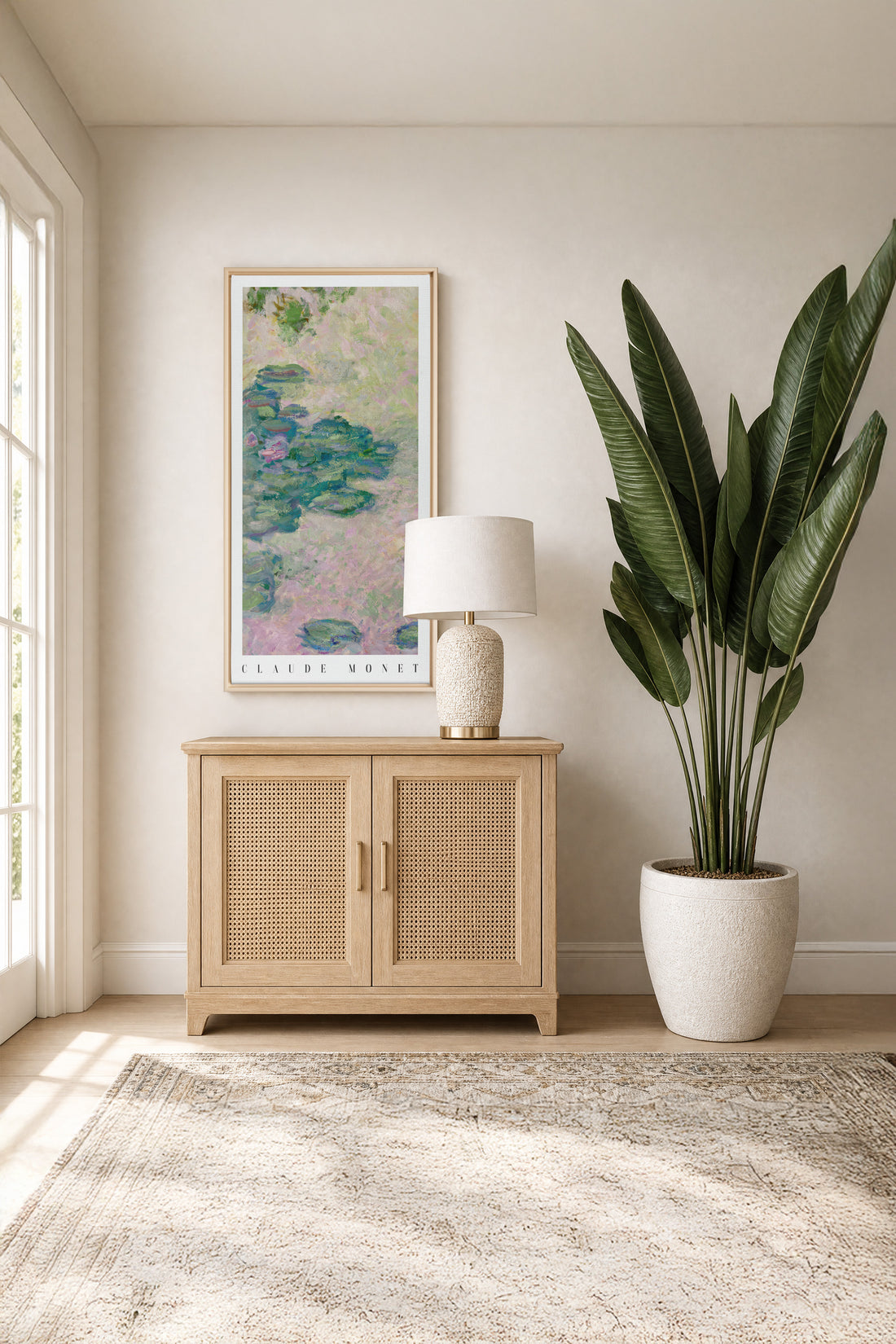 EAU DE FLEURS, Work on stretched canvas, framed Naturel Clair