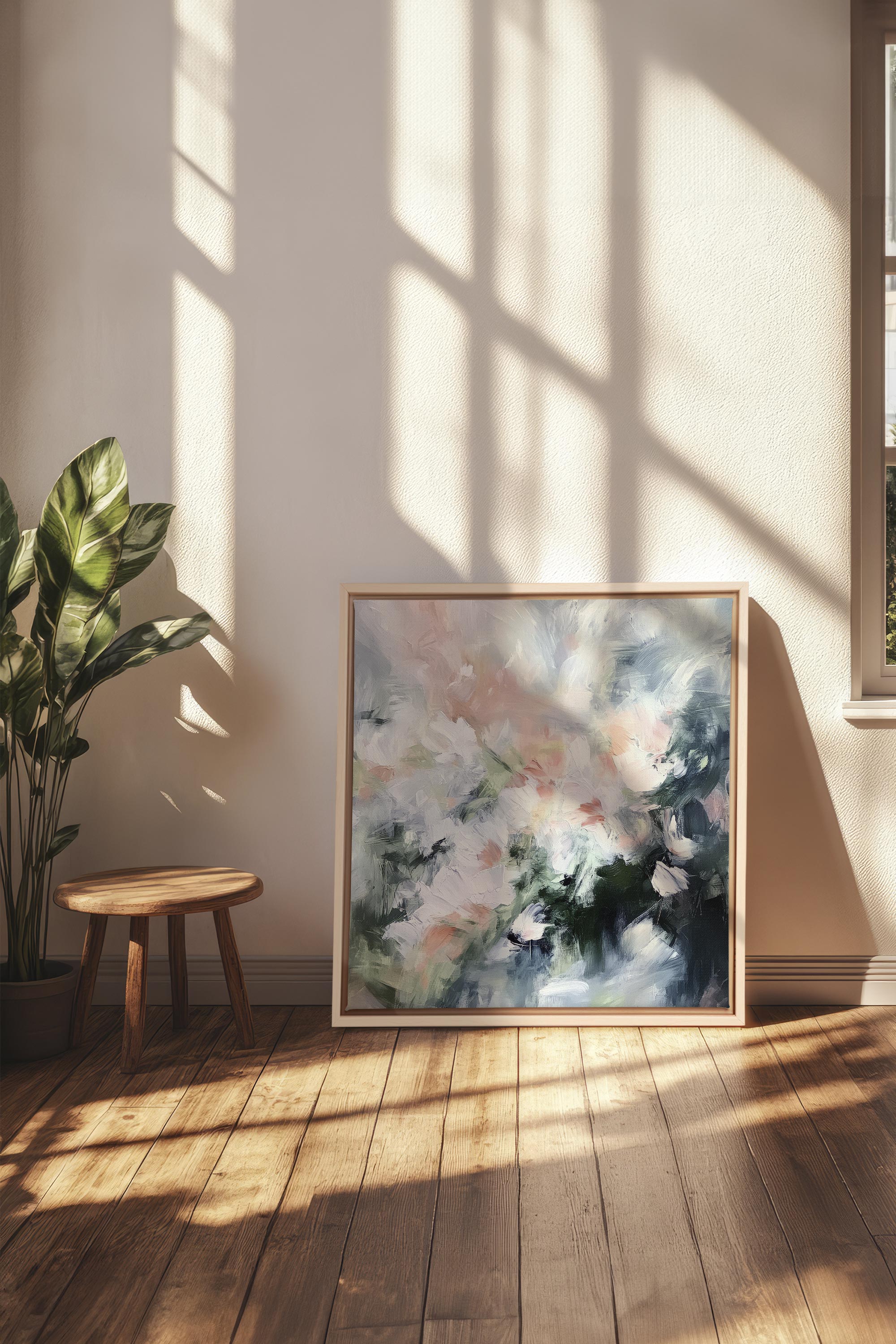 OLEKA CANVAS - BLUSH HARMONY, Oeuvre sur toile étirée, encadré Naturel Clair