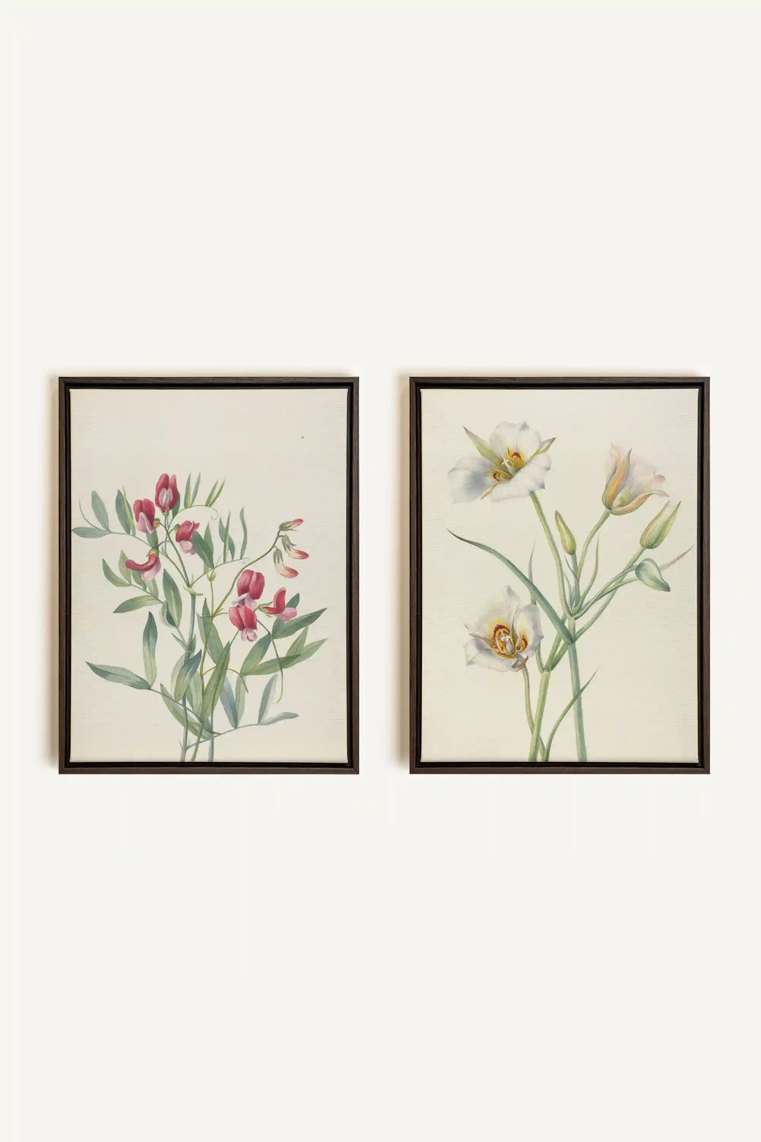 Nature’s Poem Duo, 2 Oeuvres sur toile étirée, encadré Brun Noyer